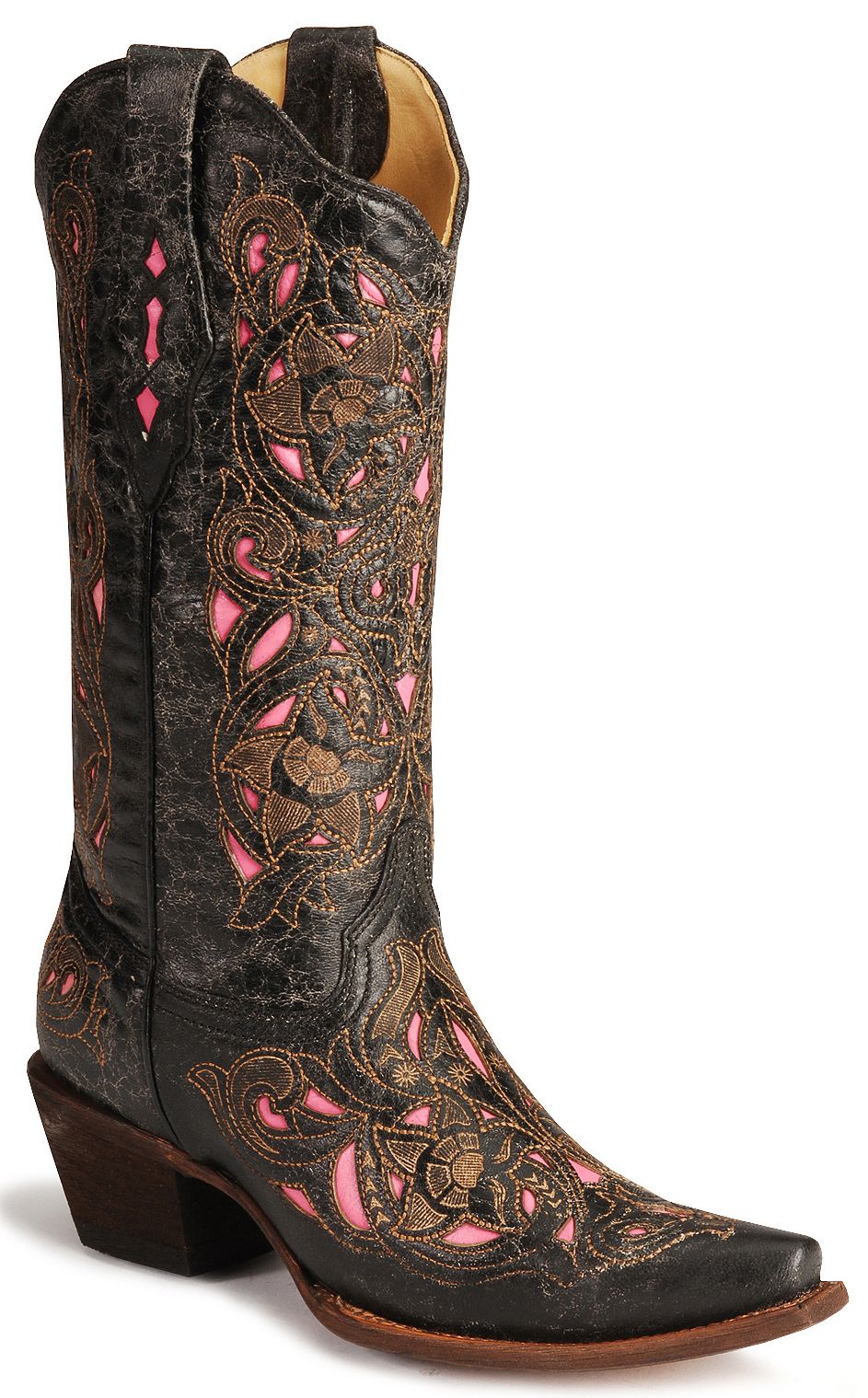 Corral Women's Laser Pink Inlay Cowboy Boots - Snip Toe | Sheplers