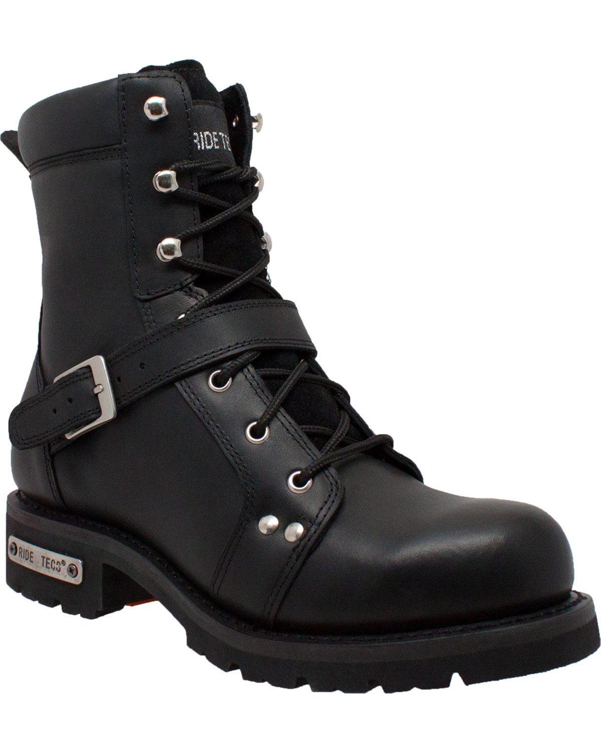 black mens biker boots