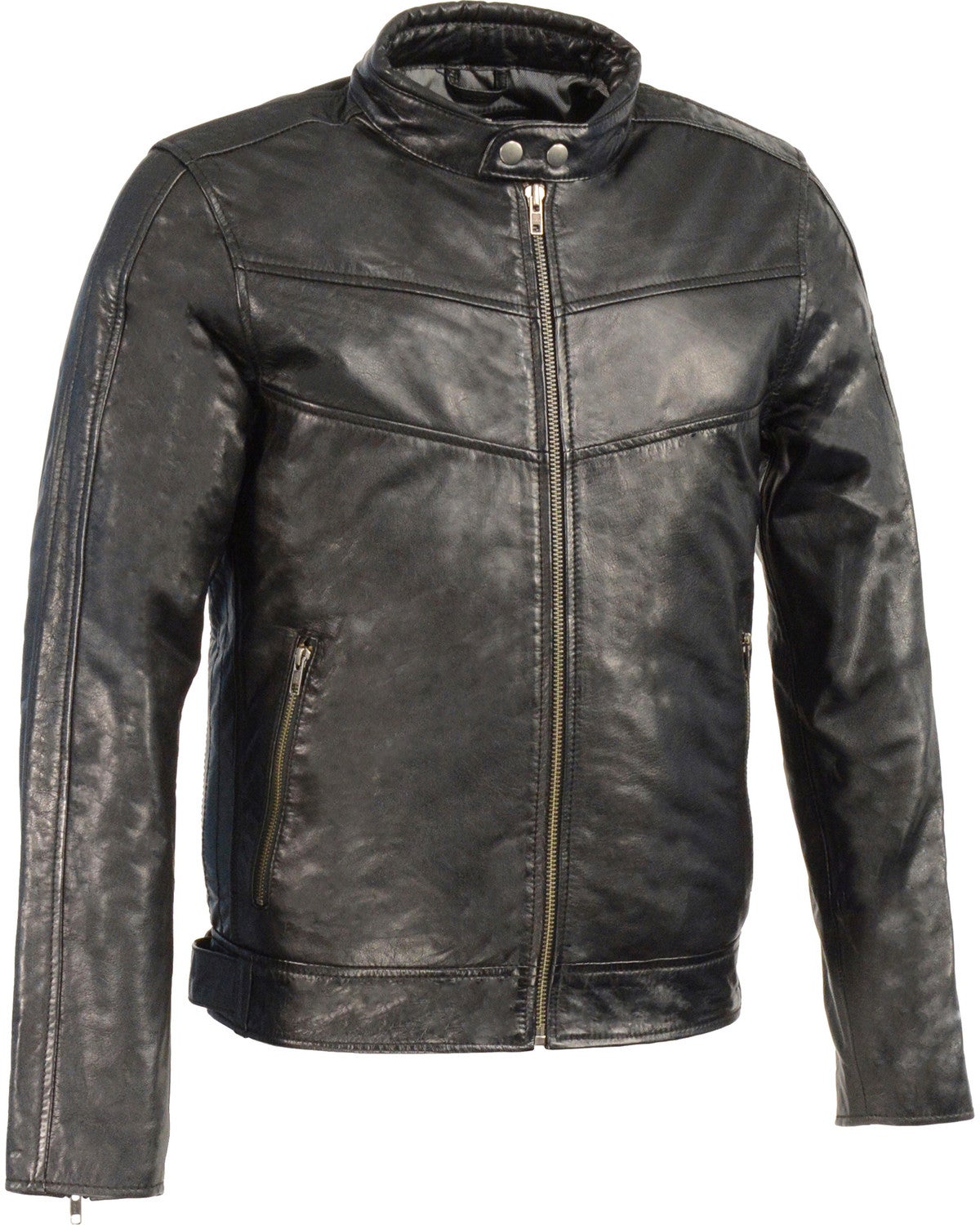 Milwaukee Leather Men's Stand Up Collar Leather Jacket Sheplers