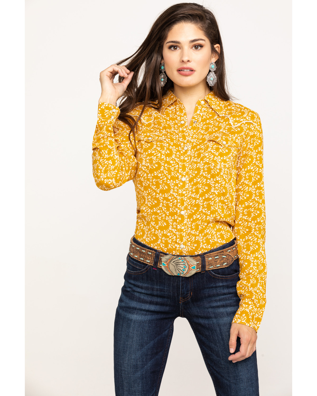 Yellow floral long sleeve top