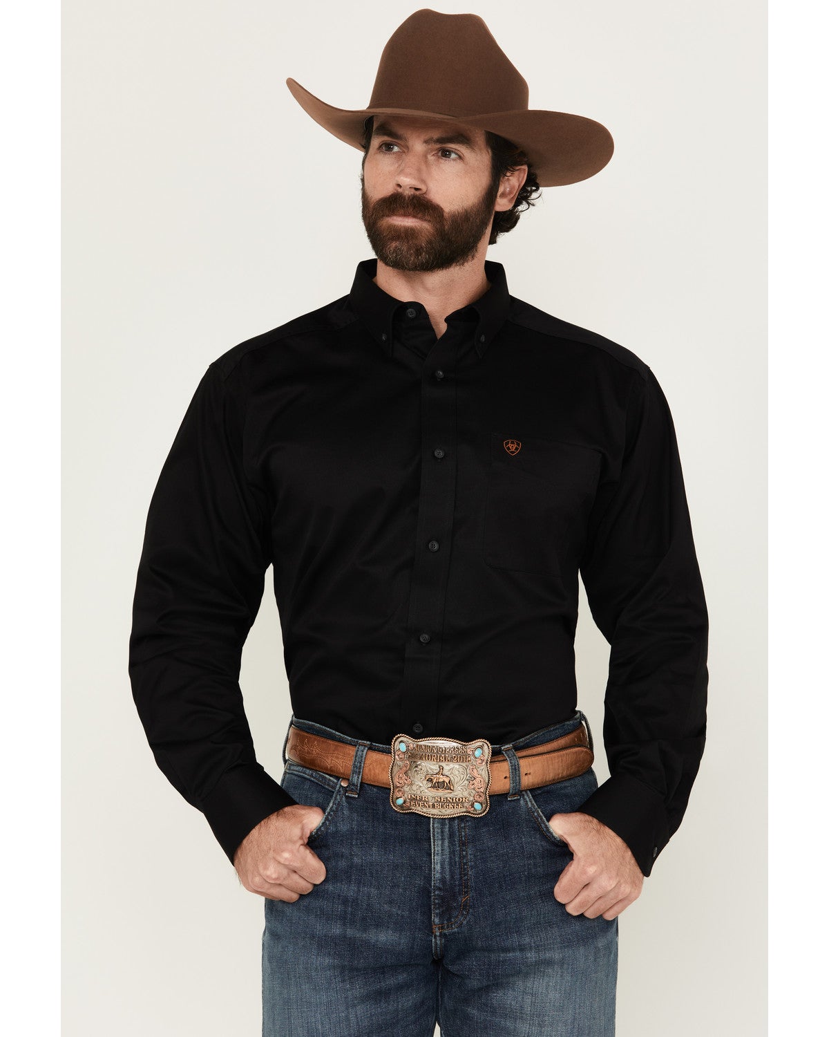 Ariat Men's Long Sleeve Solid Twill Shirt - Black - LT
