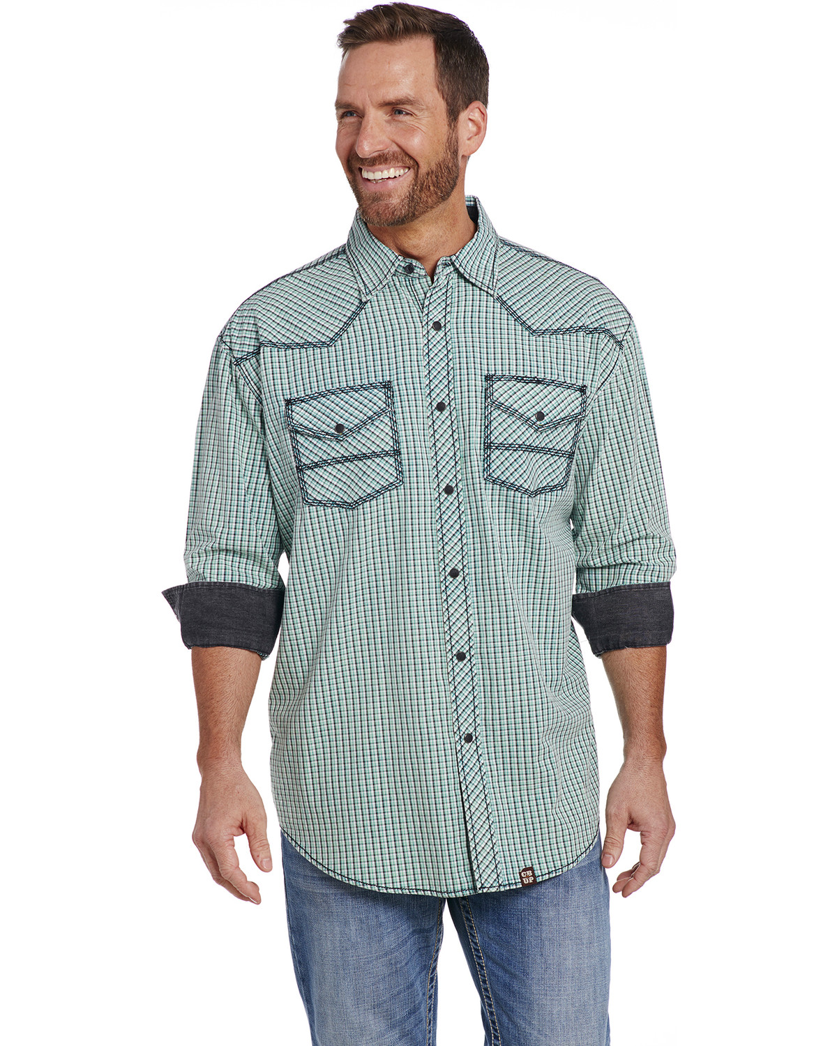Cowboy Up Men's Vintage Wash Plaid Long Sleeve Western Shirt | Sheplers