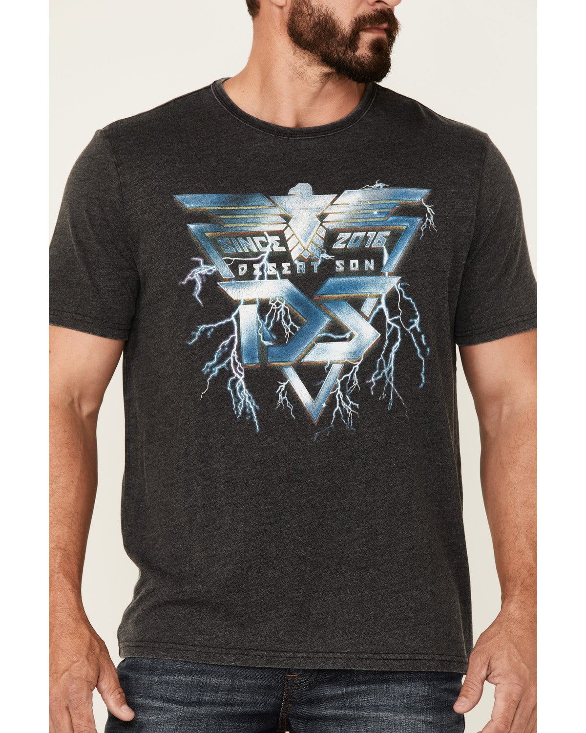 Flag & Anthem Men's Burnout Charcoal Desert Son Lightning Graphic Short Sleeve T-Shirt | Sheplers