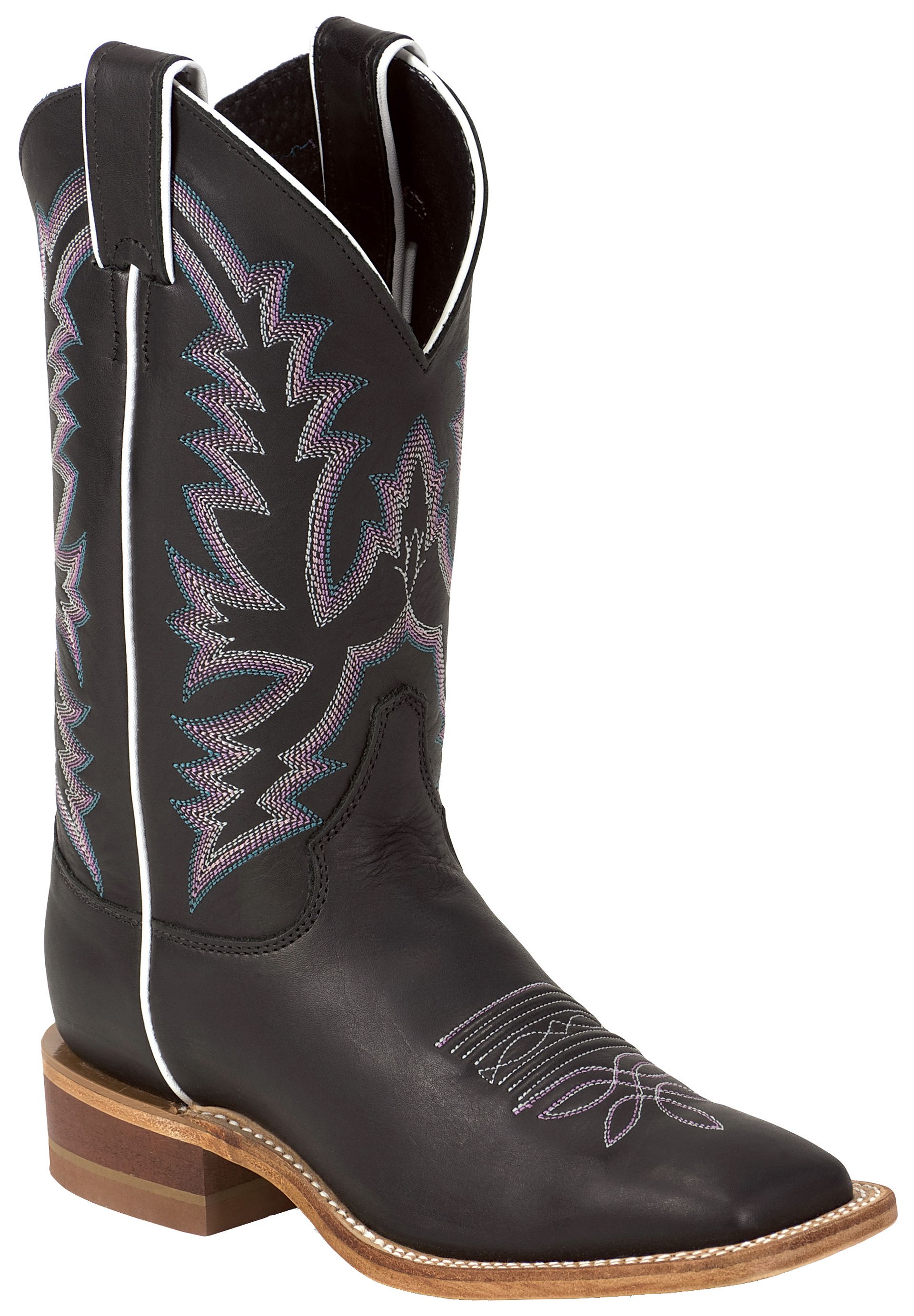 justin black square toe boots