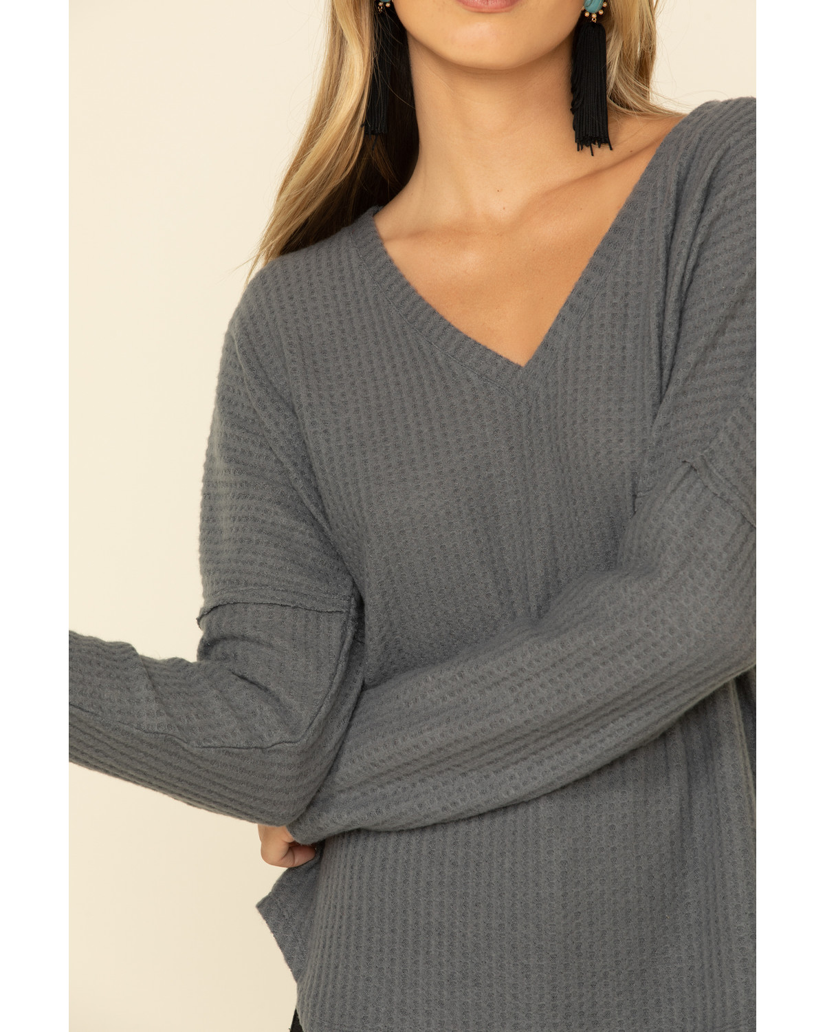 v neck self belted waffle knit romper
