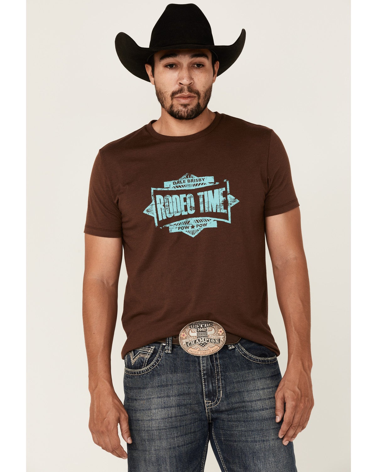 Dale Brisby Men's Brown Rodeo Time Graphic Short Sleeve T-Shirt