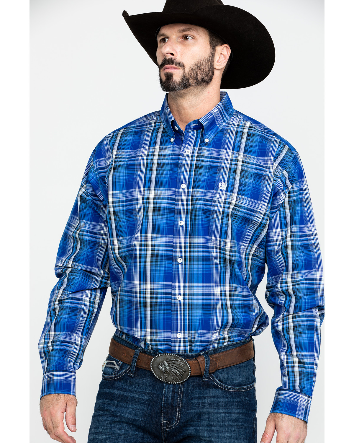 royal blue shirt with jeans
