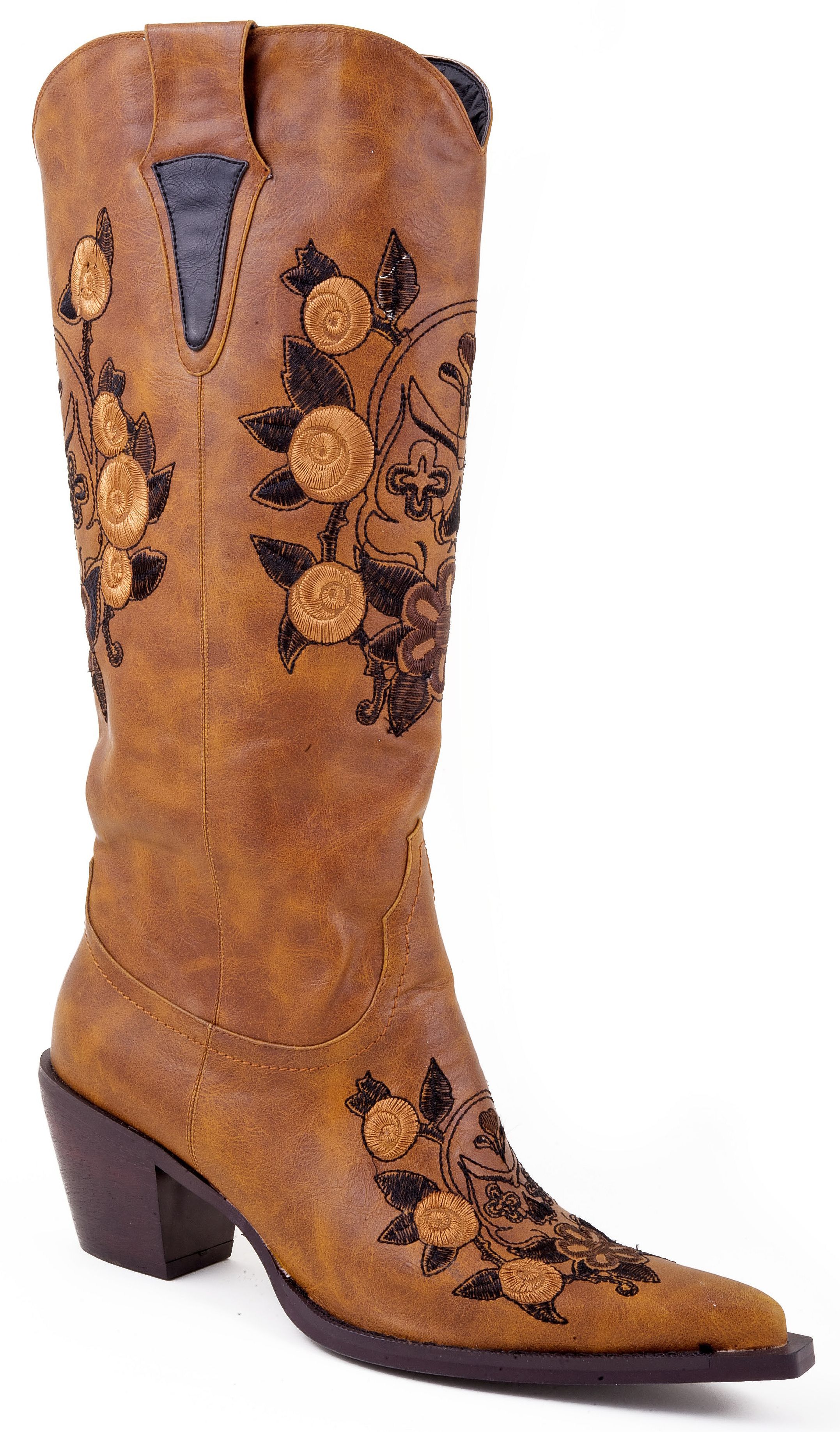 flower embroidered cowboy boots