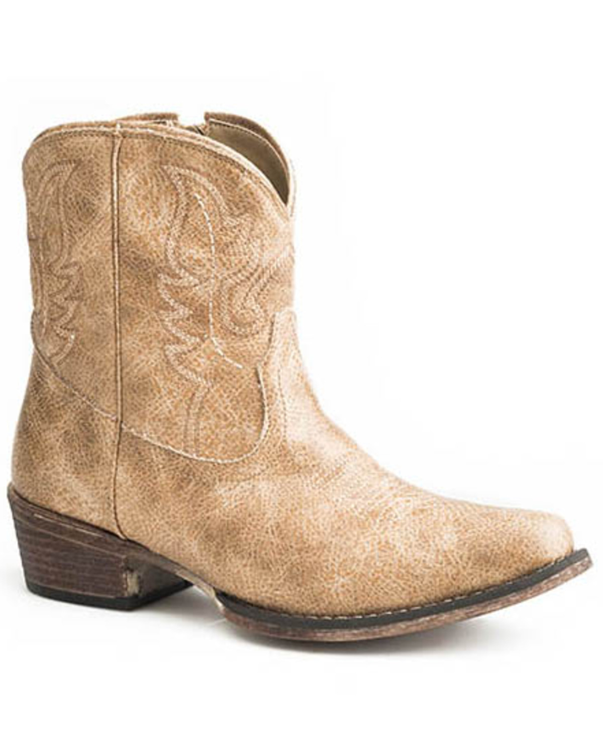 Tan Vintage Western Booties - Snip Toe 