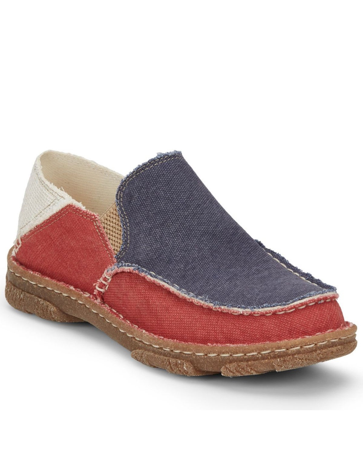 red white and blue slip on shoes