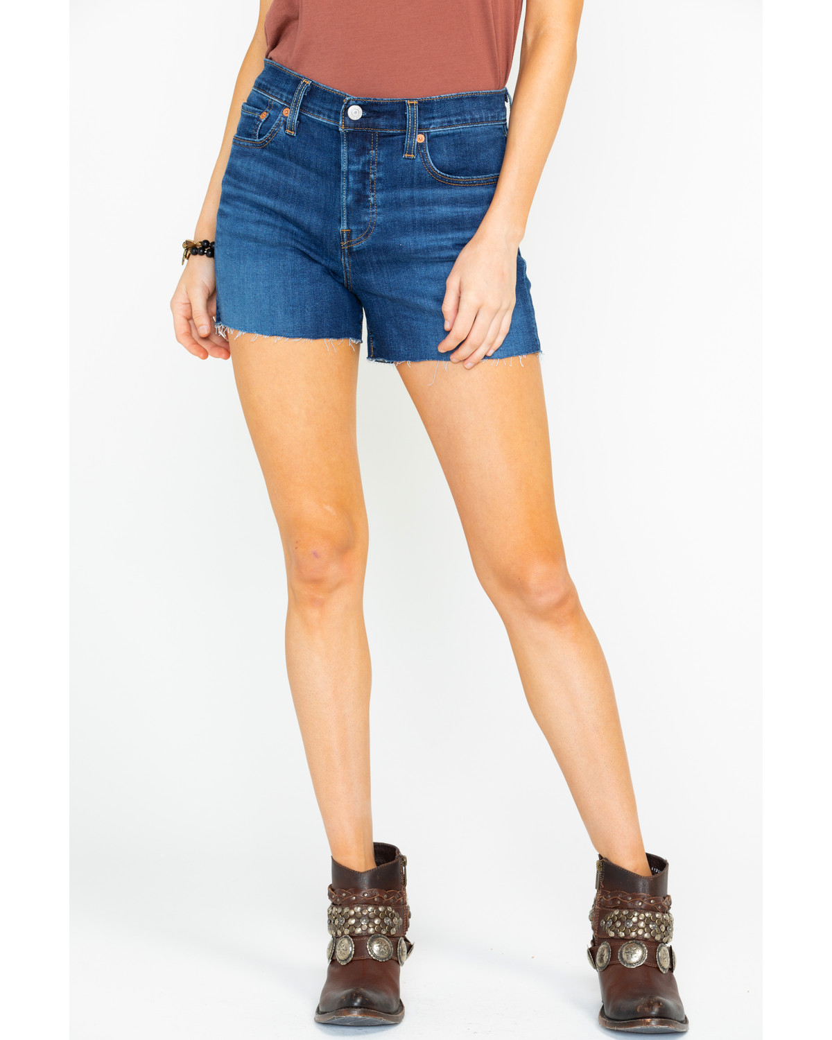 hemmed jean shorts