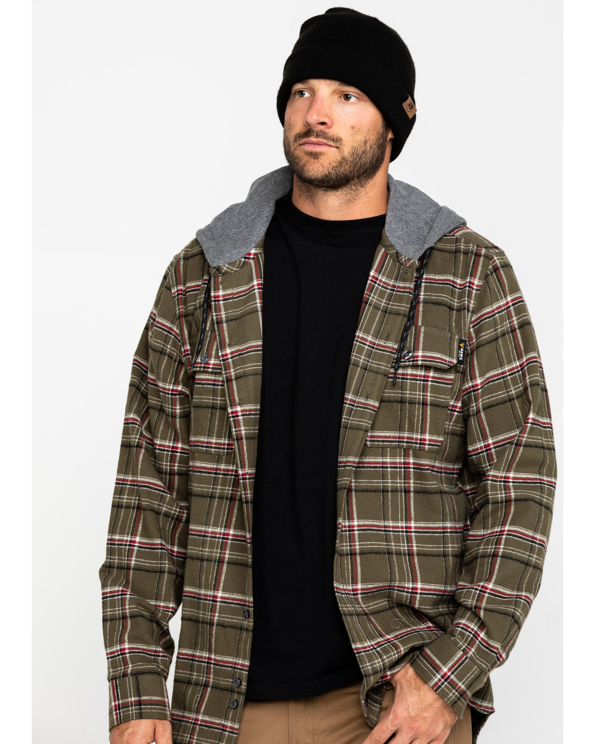 Hawx Men's Olive Mission Plaid Hooded