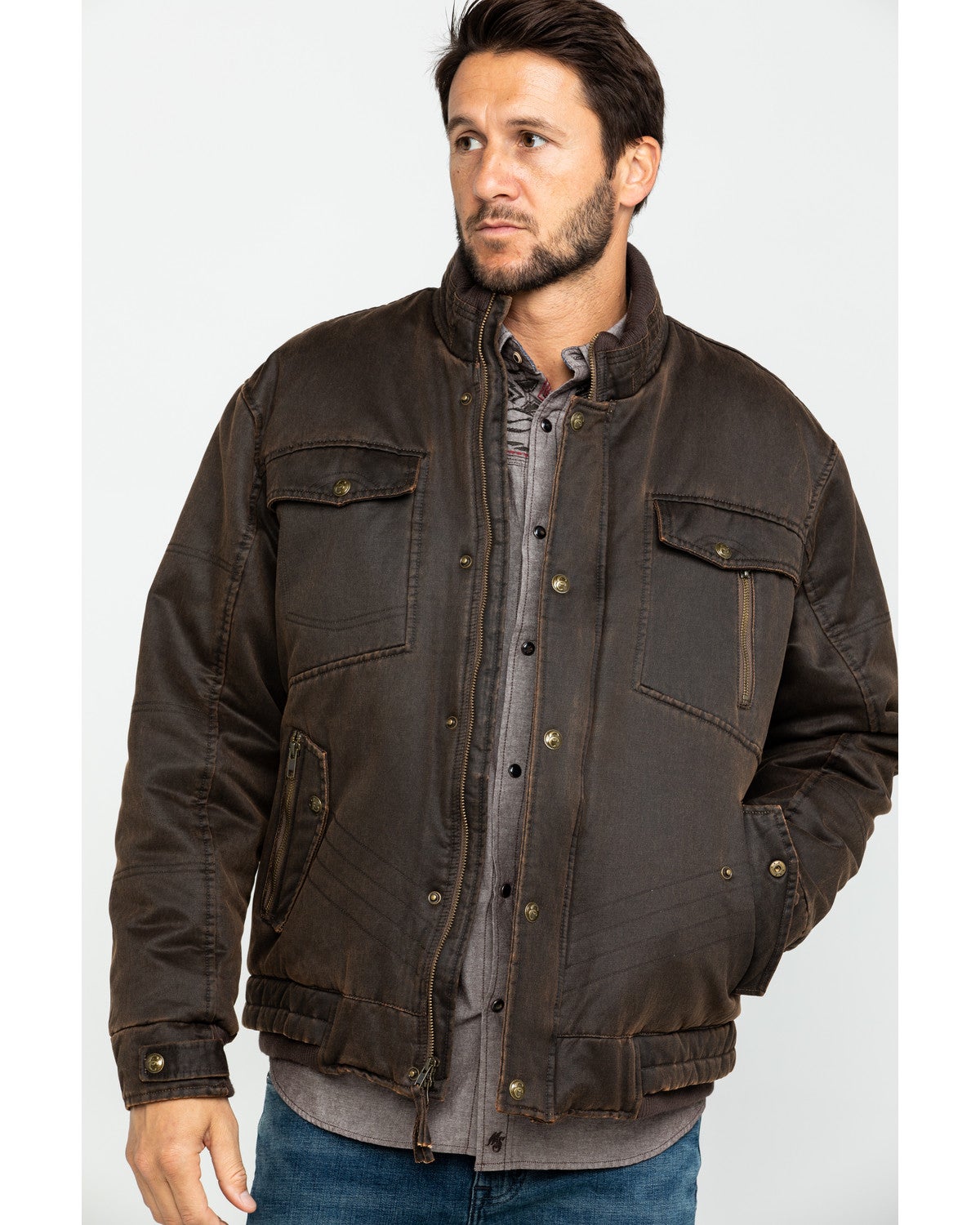 Cripple Creek Men's Enzyme Washed Storm Flap Leather Jacket Sheplers