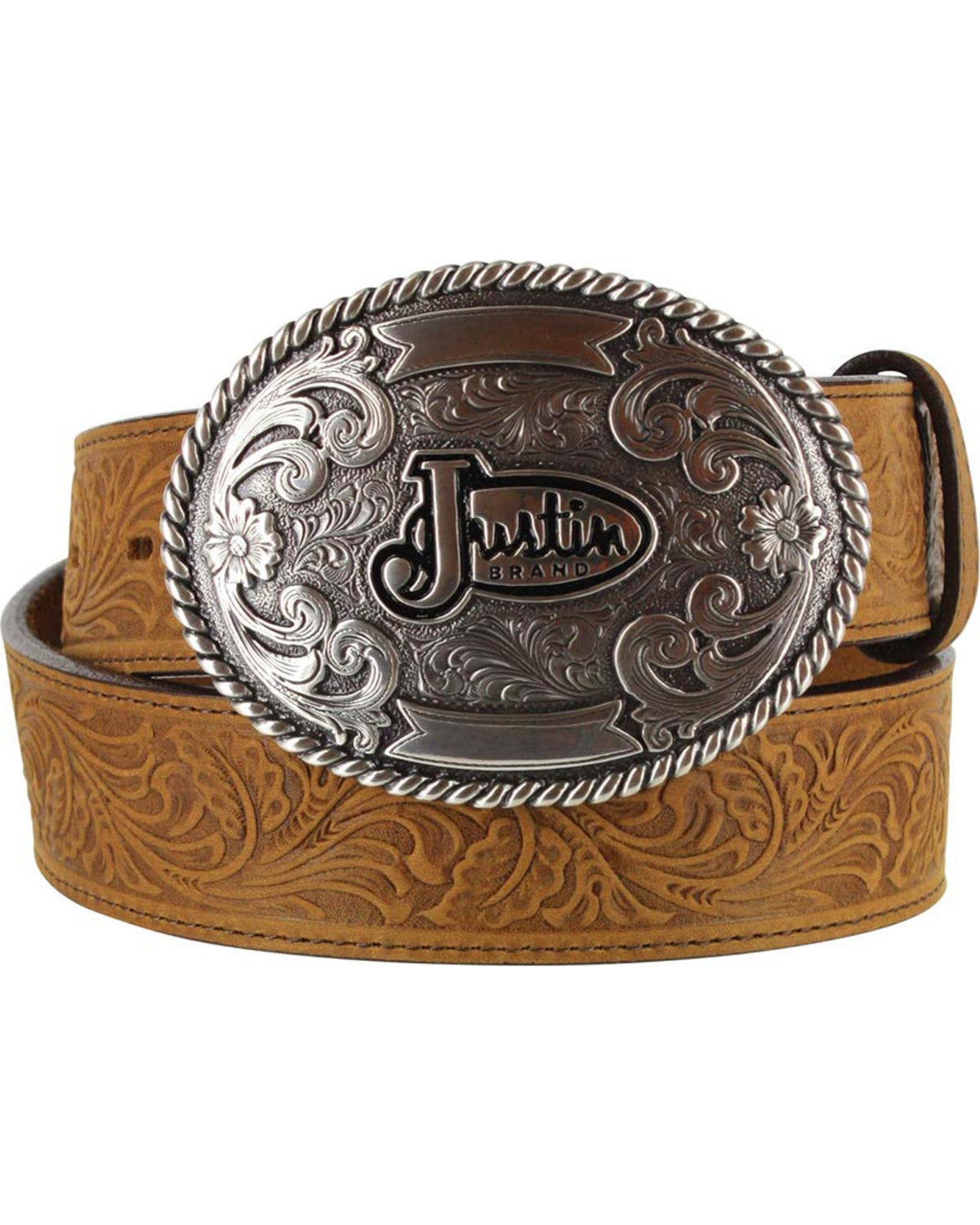 Justin Men's Floral Leather Trophy Belt Sheplers