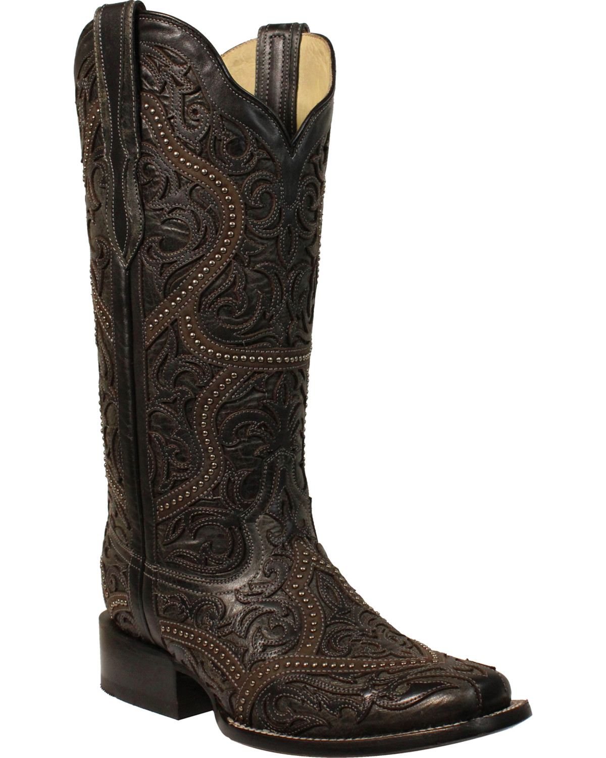womens black square toe cowboy boots