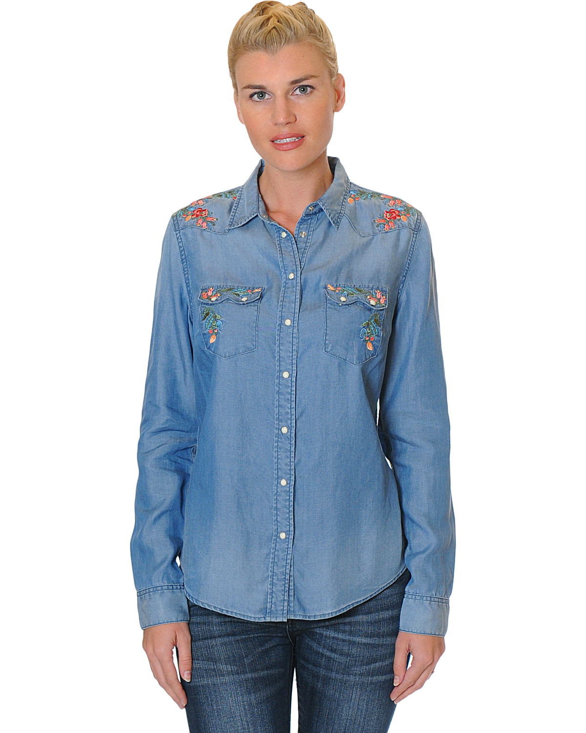ladies long sleeve denim shirts