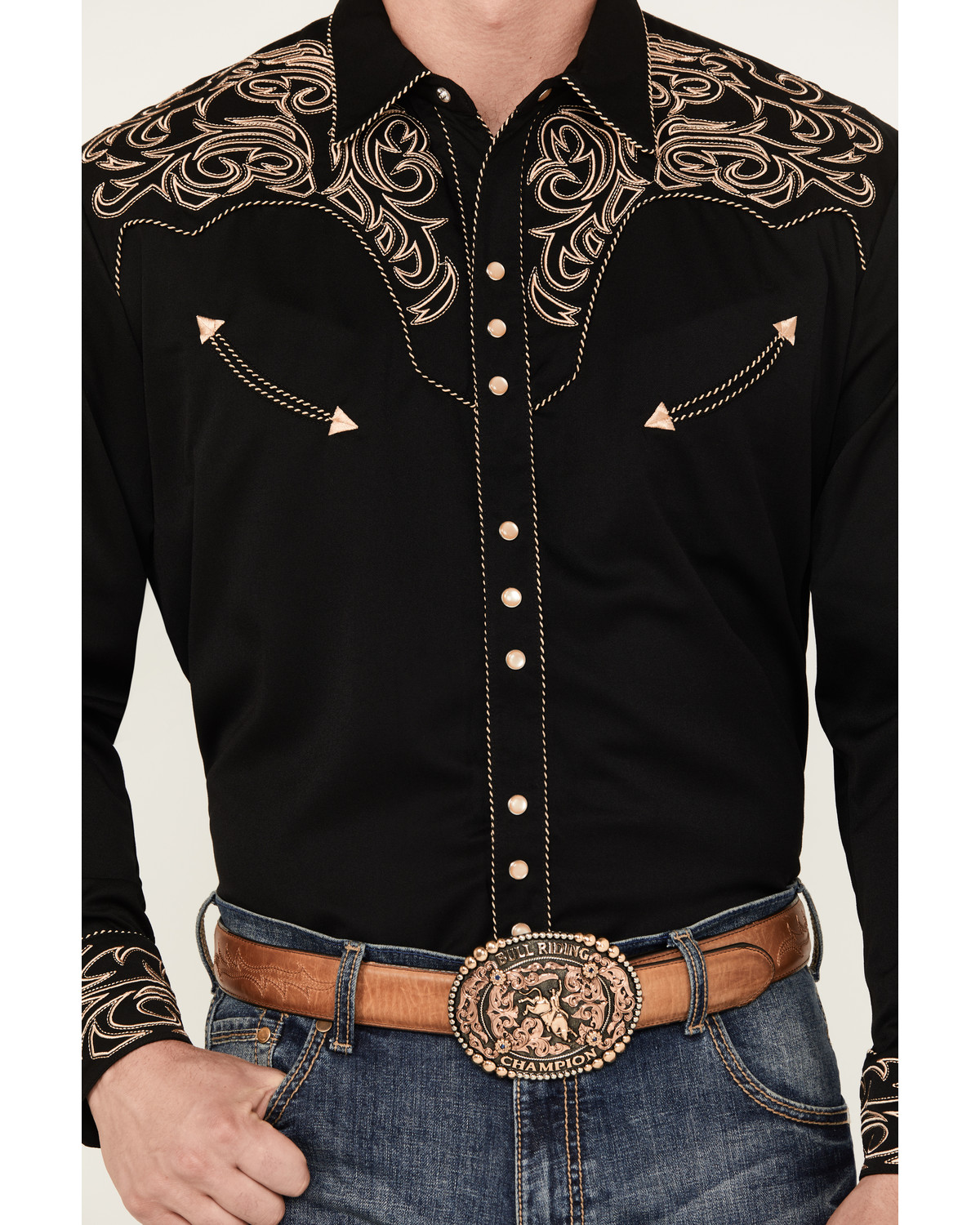 Scully Men's Black Embroidered Scroll Long Sleeve Western Shirt | Sheplers