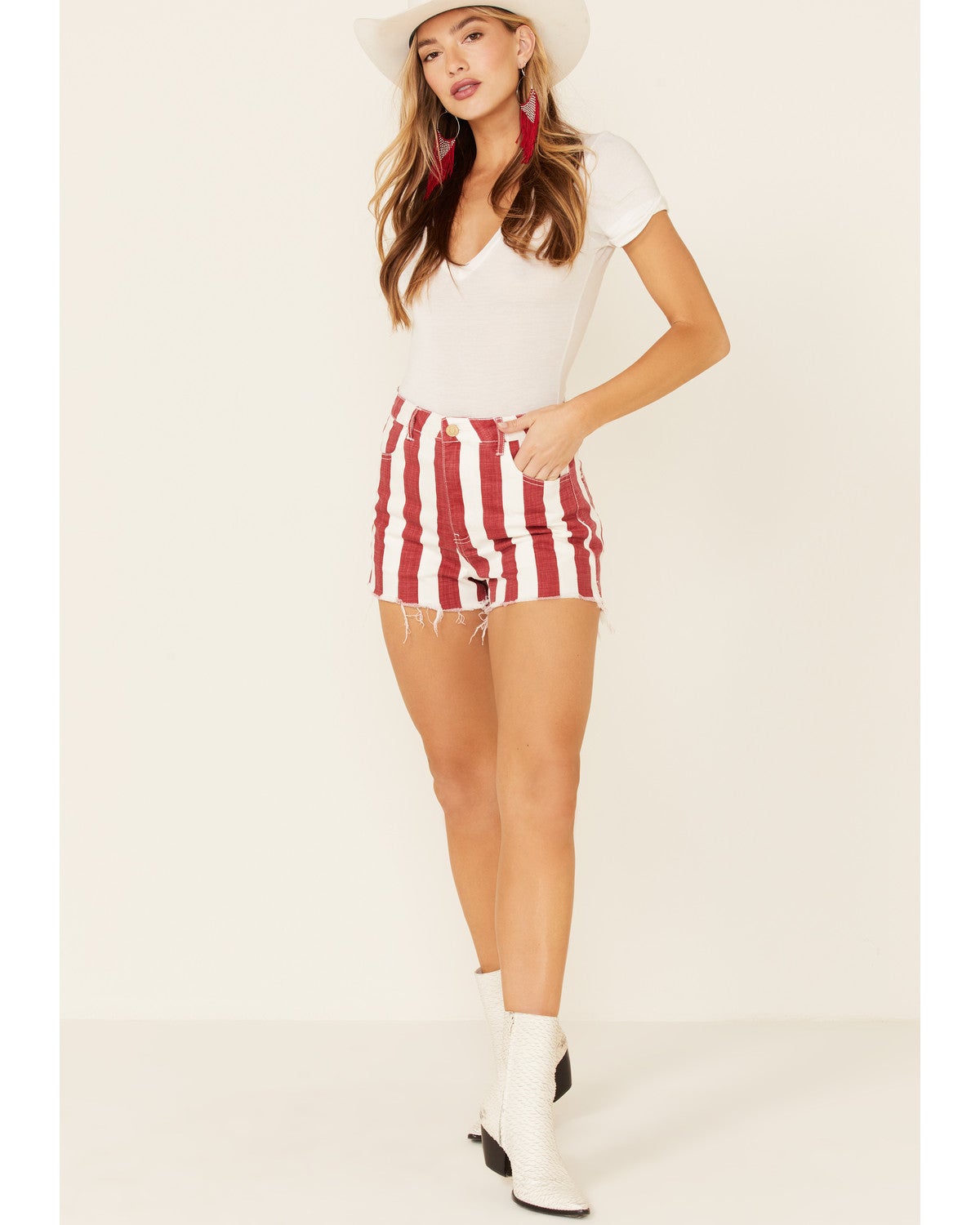 red striped shorts