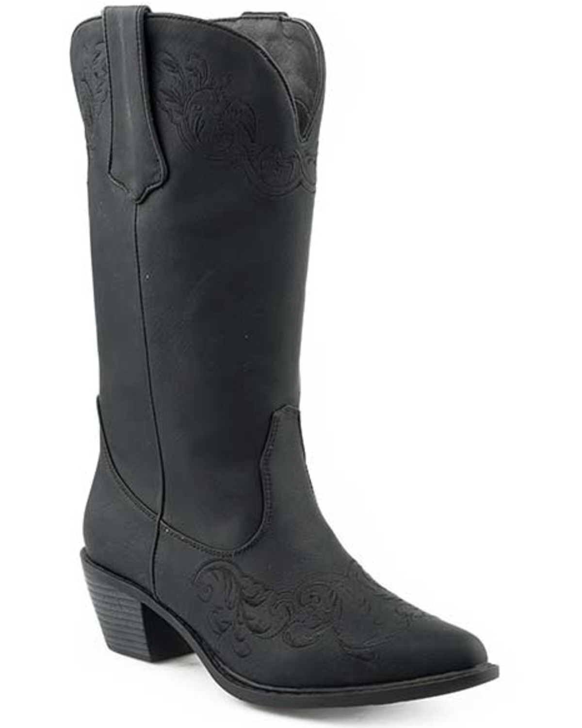 womens black round toe cowboy boots