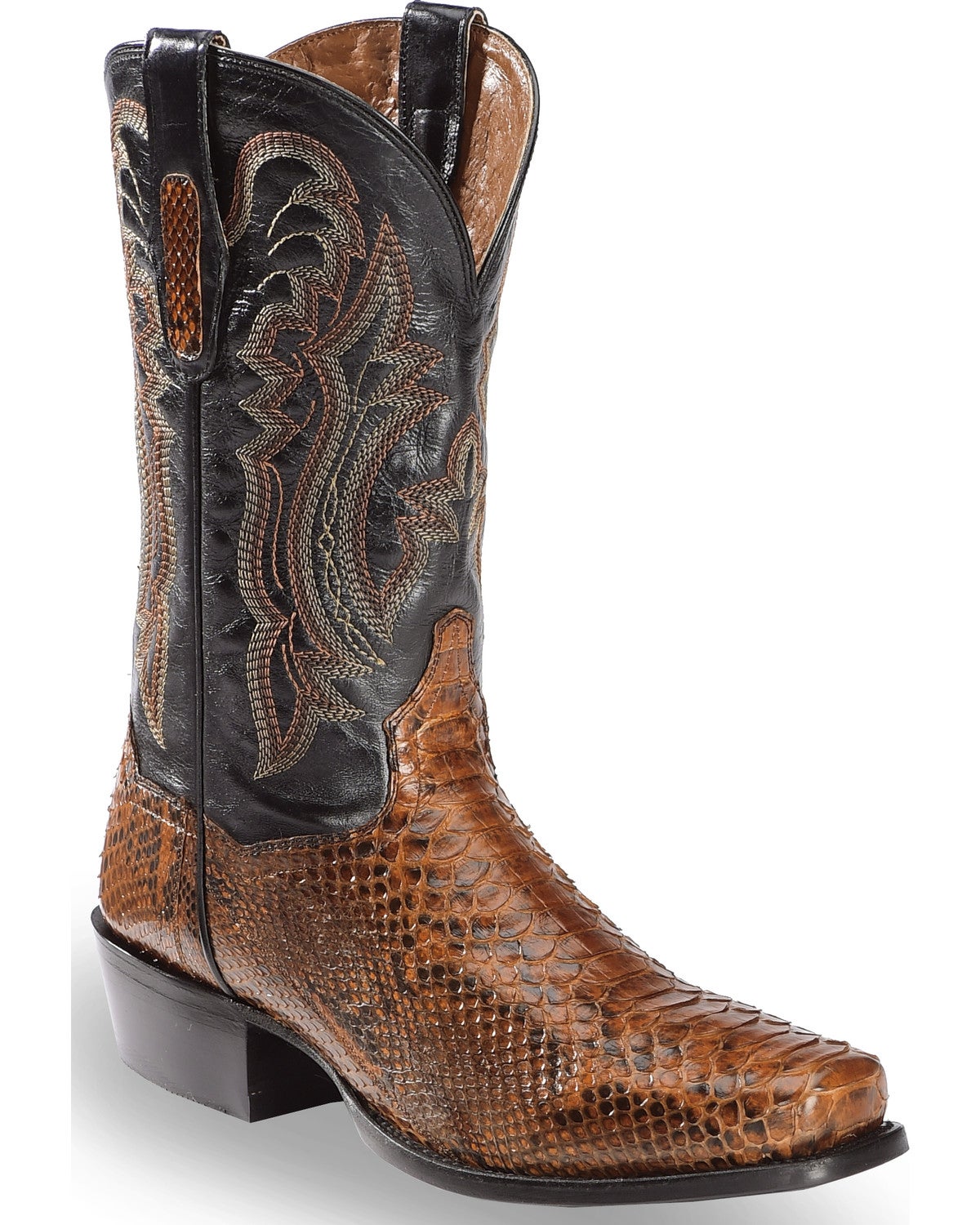 mens square toe snakeskin boots
