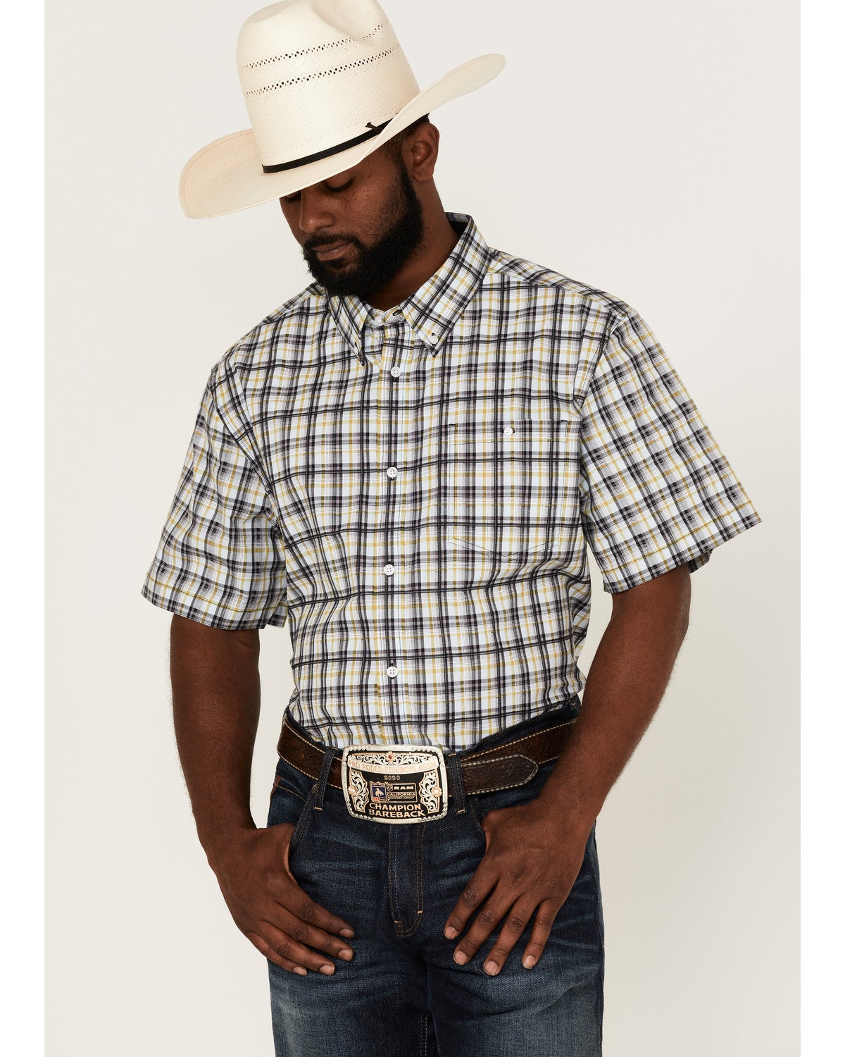 Sponsor Plaid Short Sleeve Button 