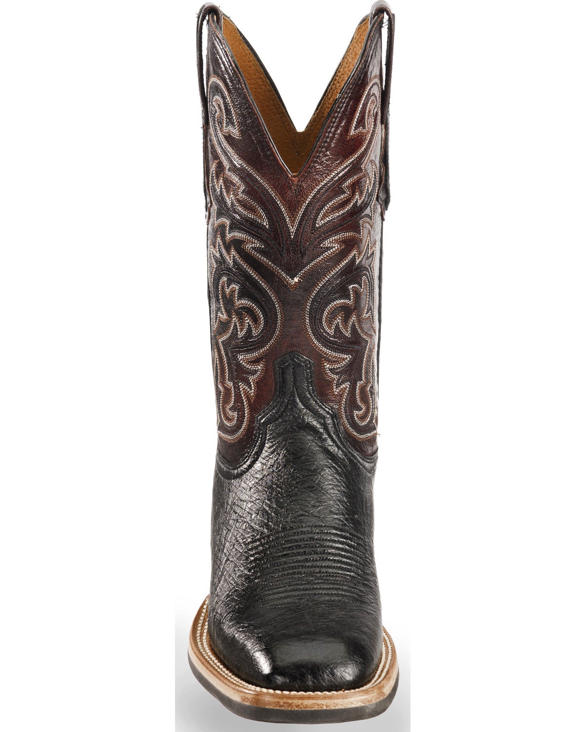Lucchese Men's Black Lance Smooth Ostrich Western Boots - Square Toe