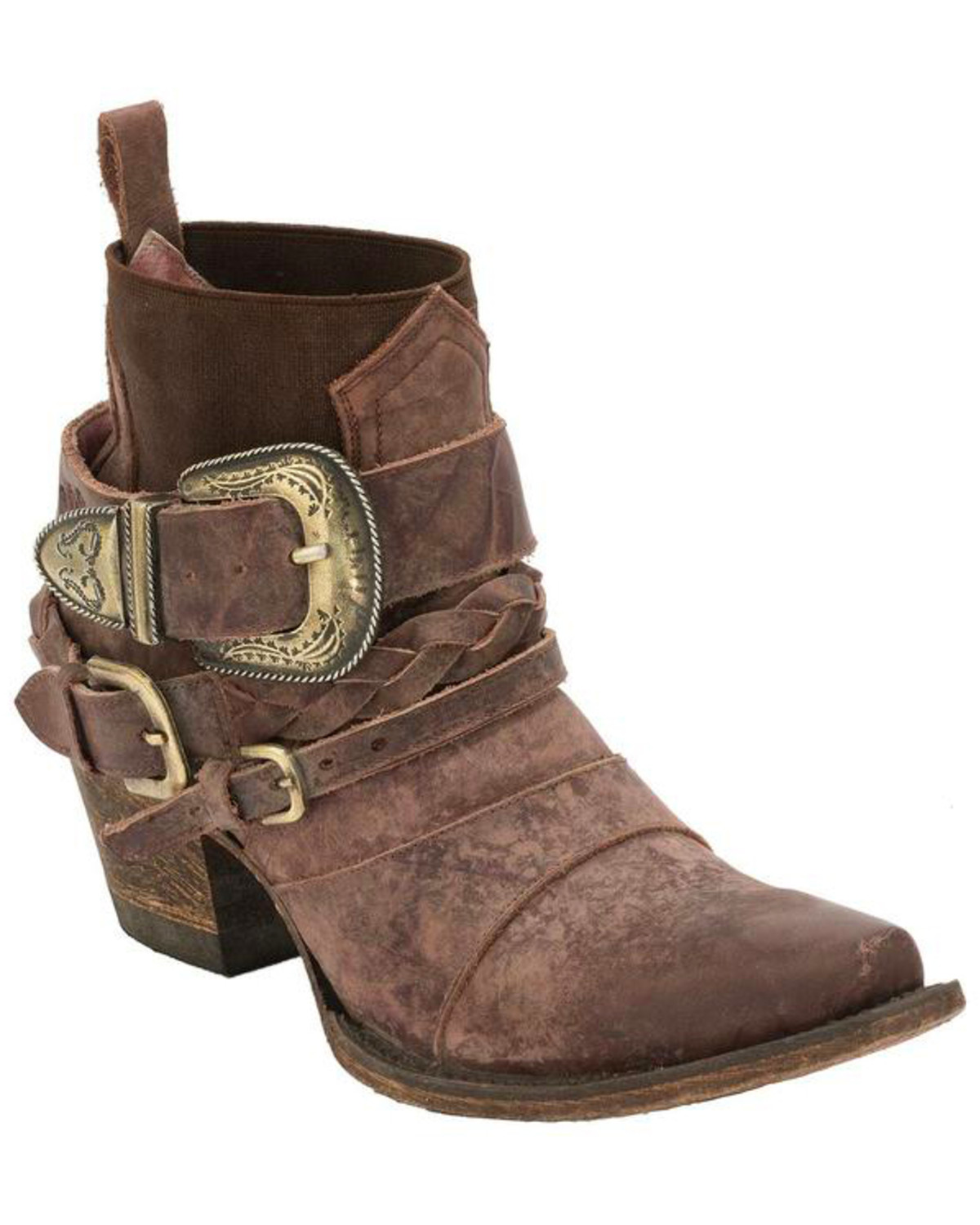 distressed ankle boots women