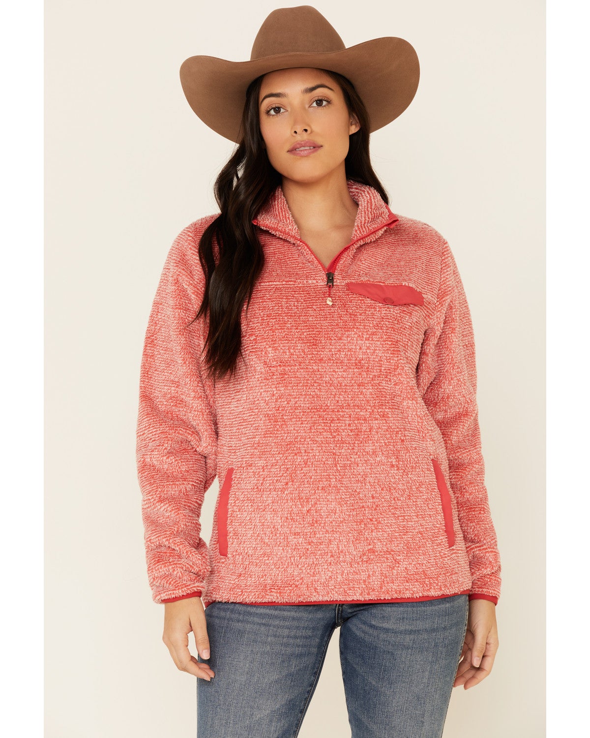 Cinch Women's Coral Two-Tone Fleece Pullover - MAK9824001