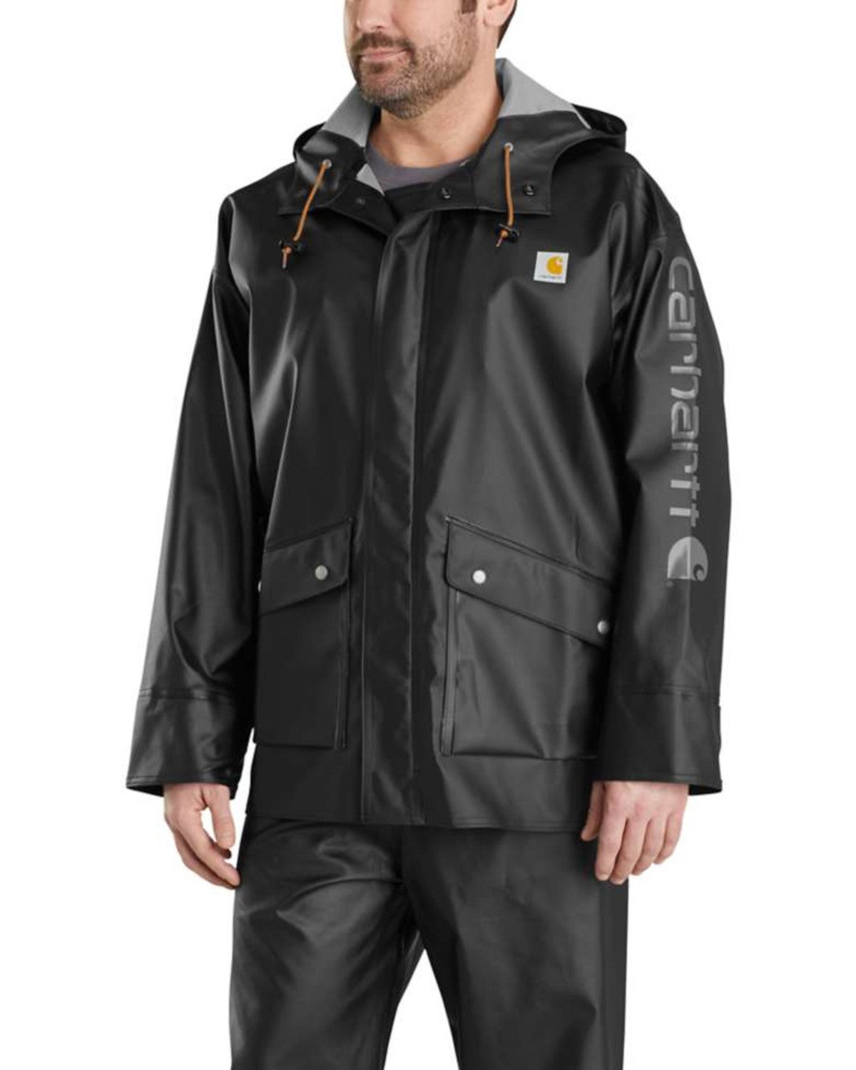 Carhartt Men's Midweight Waterproof Hooded Rain Storm Coat Sheplers