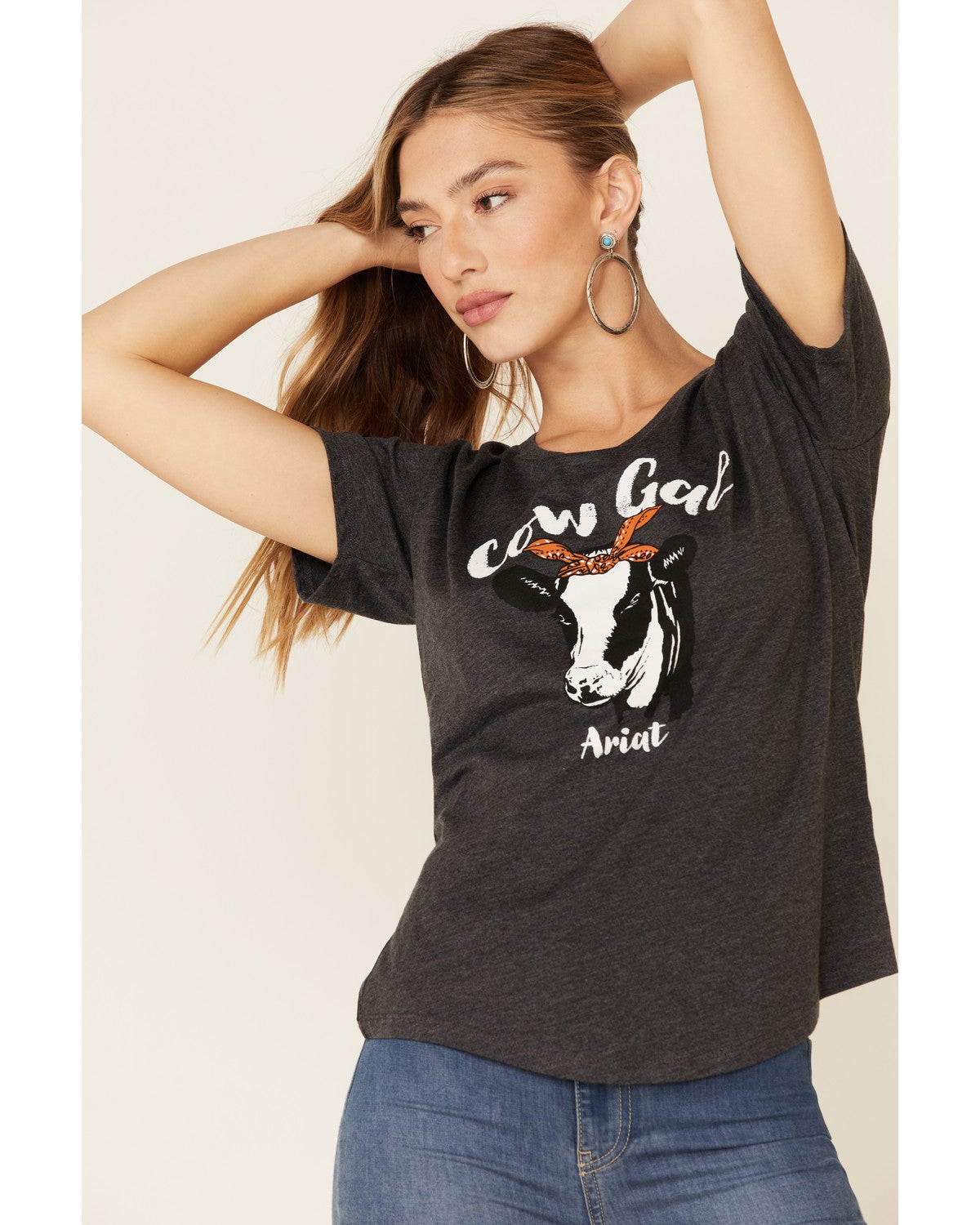 Ariat Women's Charcoal Heather Cow Gal Graphic Tee Sheplers