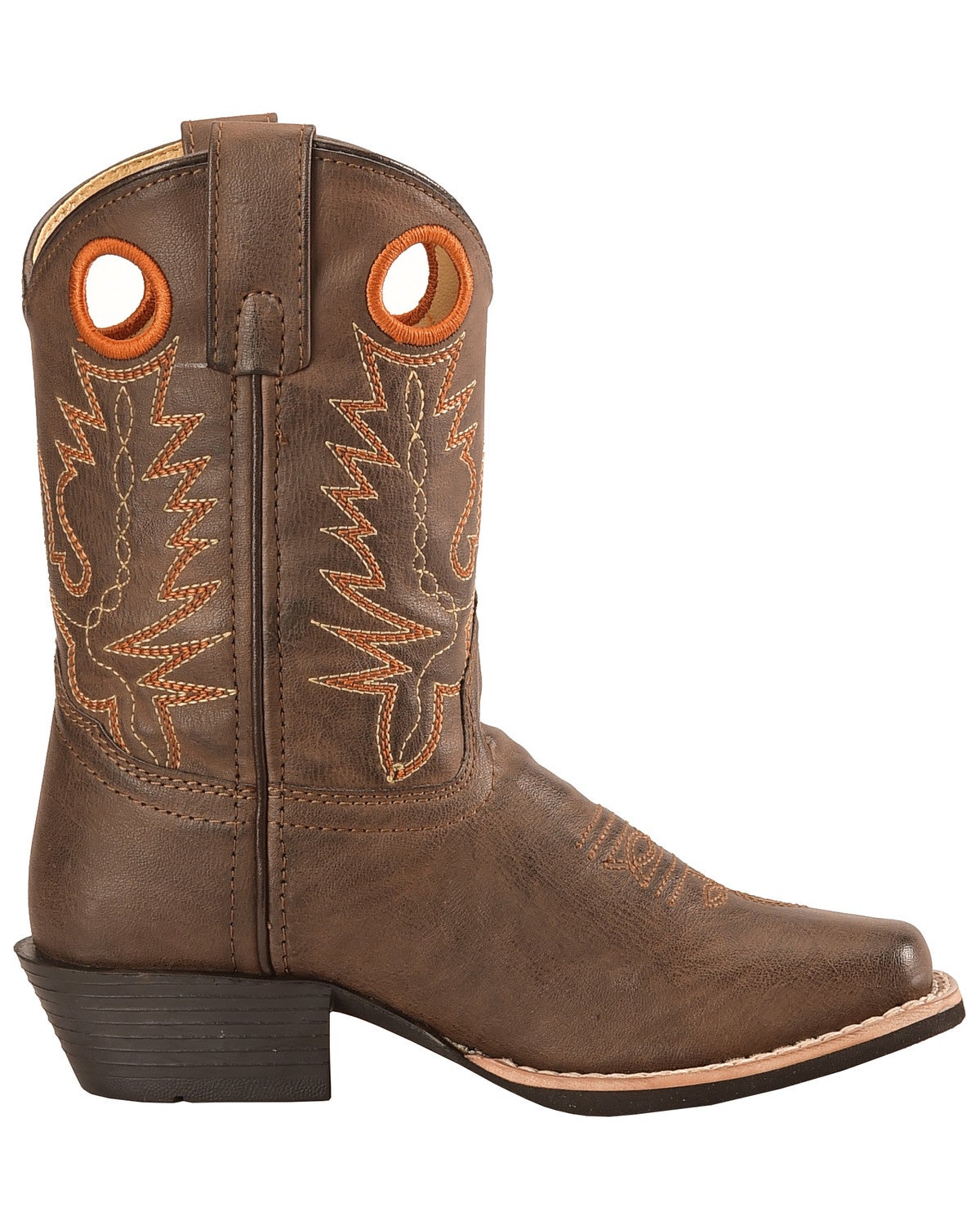 Swift Creek Youth Brown Pull Hole Cowboy Boots Square Toe Sheplers
