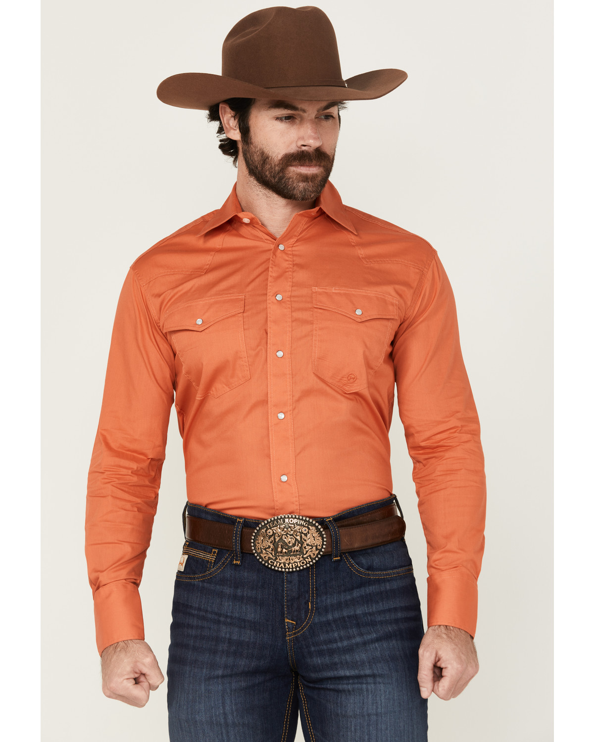 denim orange shirt