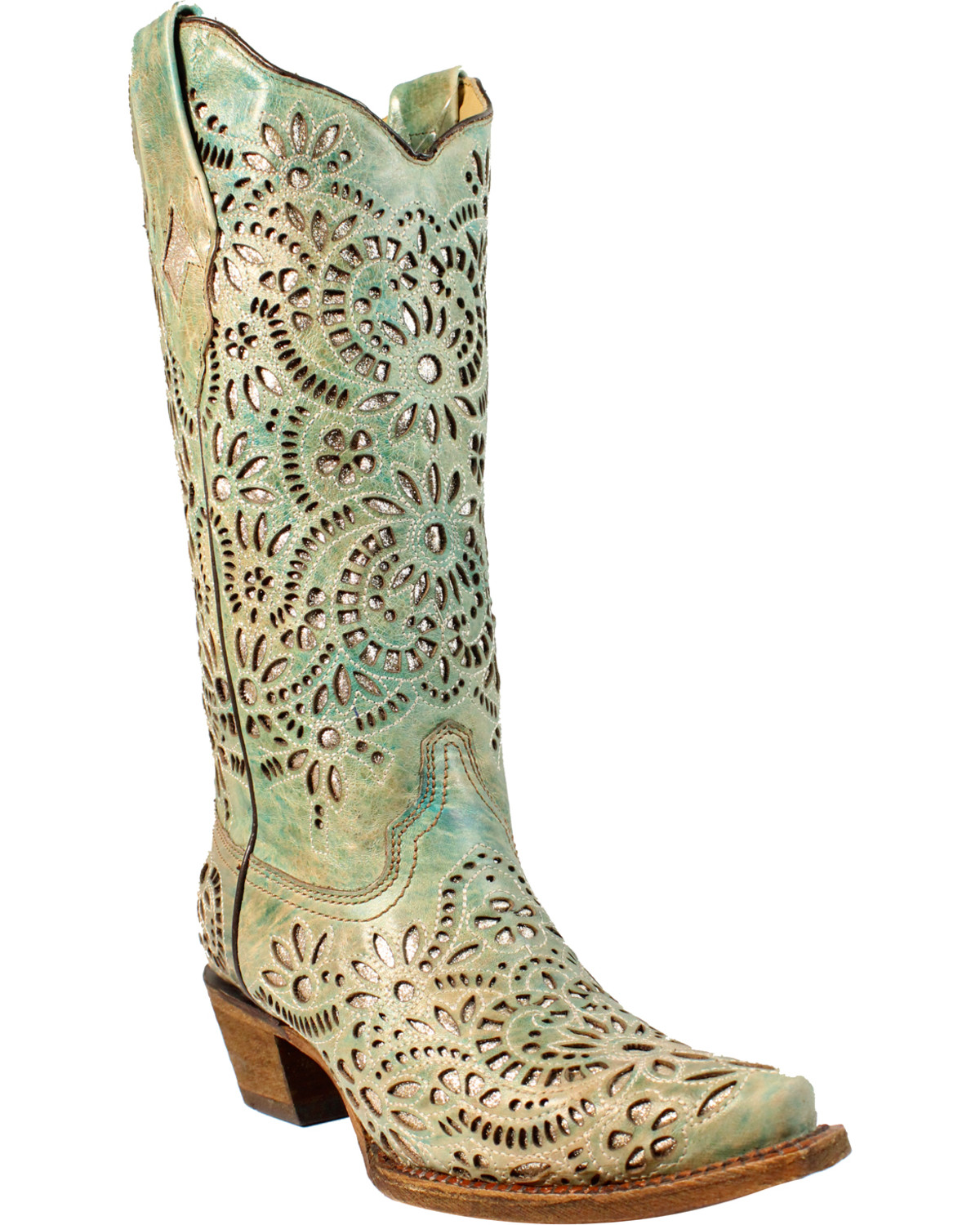 womens cowboy boots with turquoise inlay