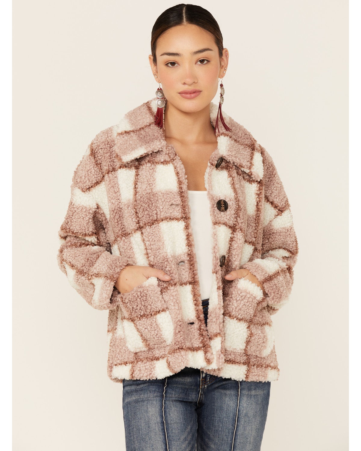 mauve sherpa jacket