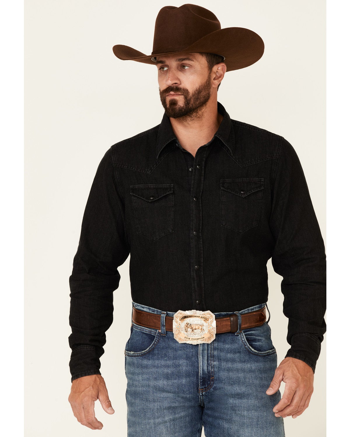 Stetson Men's Solid Black Denim Long 