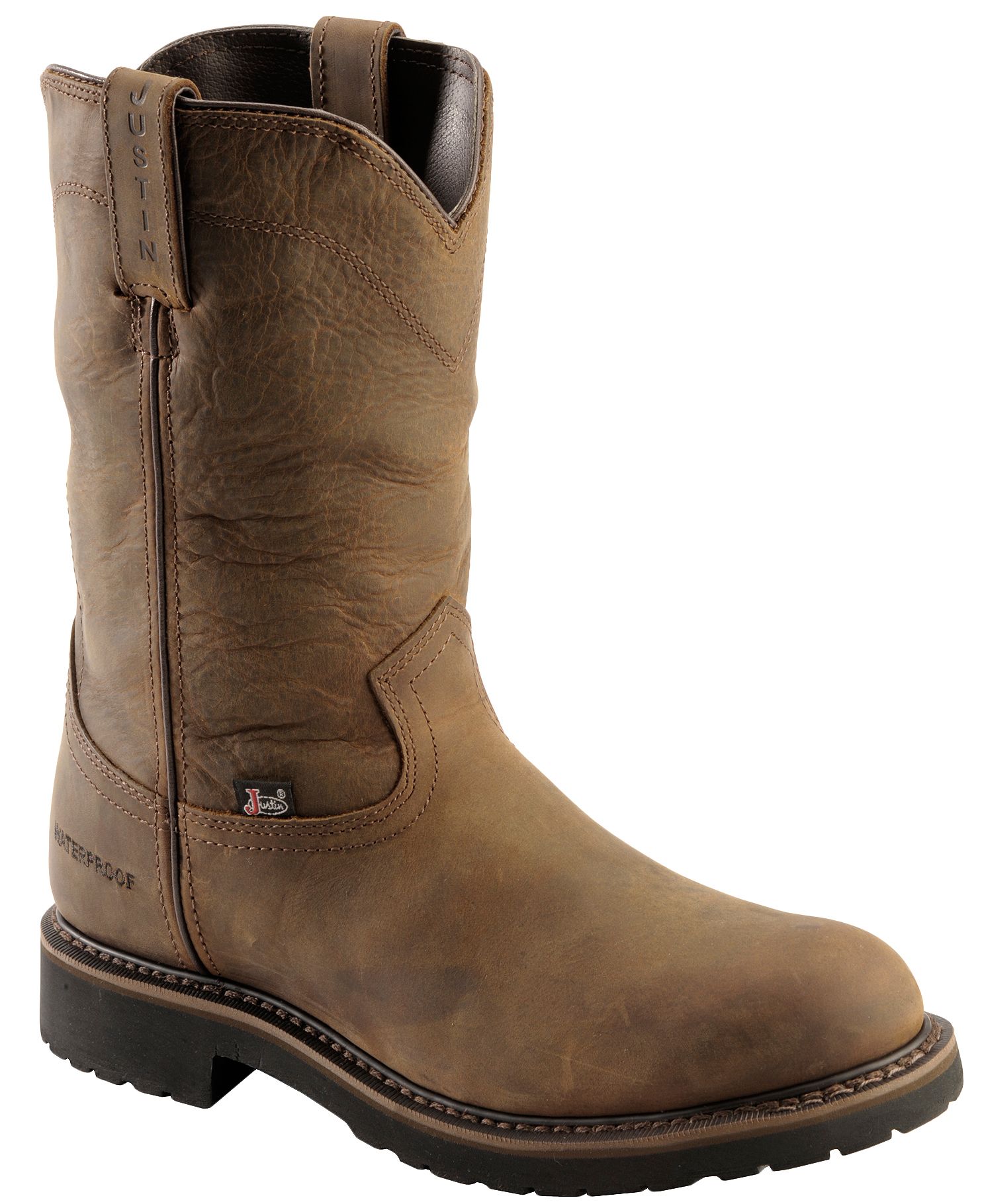 pull on leather boots for men