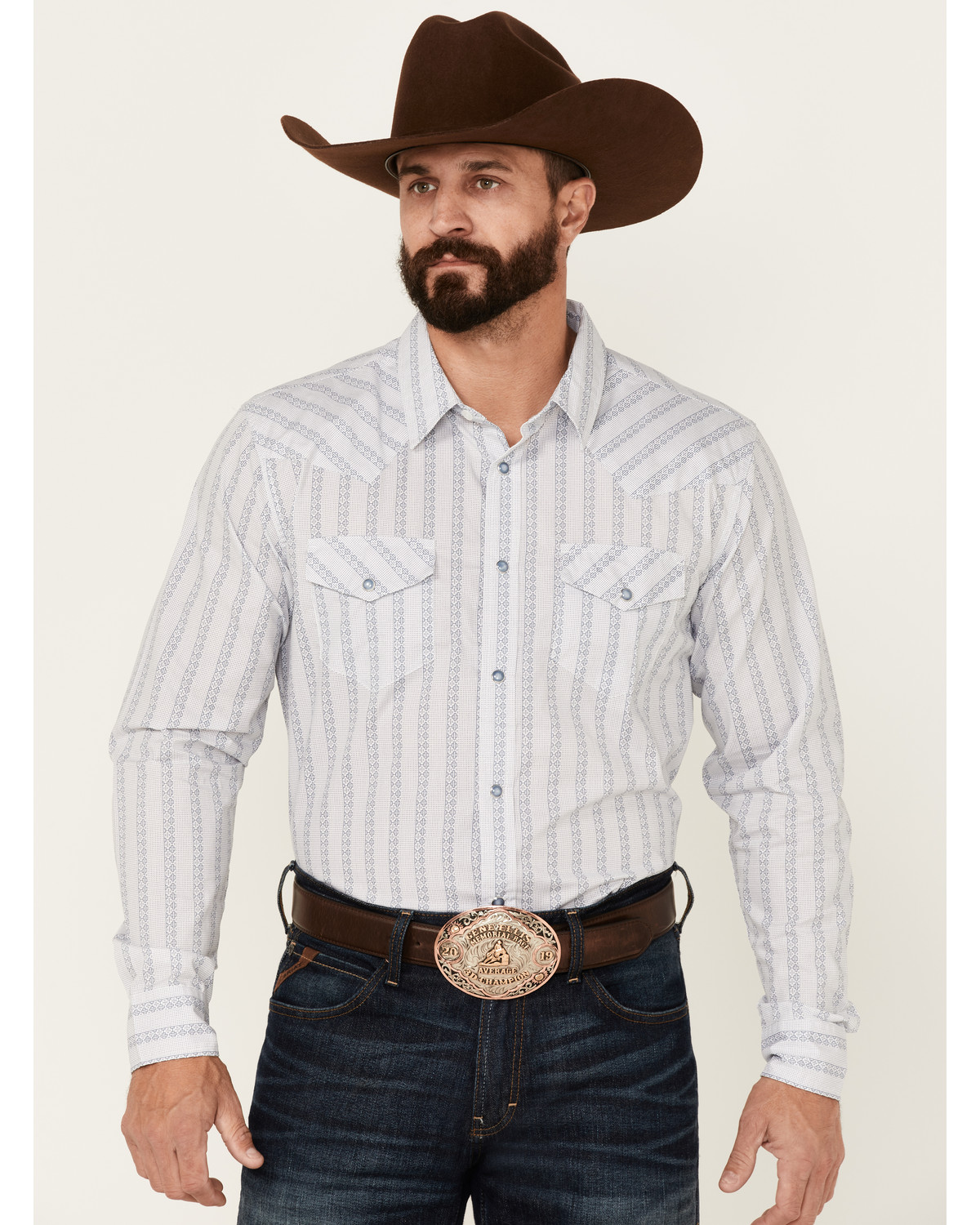 Gibson Men's Light Blue Refuge Stripe Long Sleeve Snap Western Shirt ...
