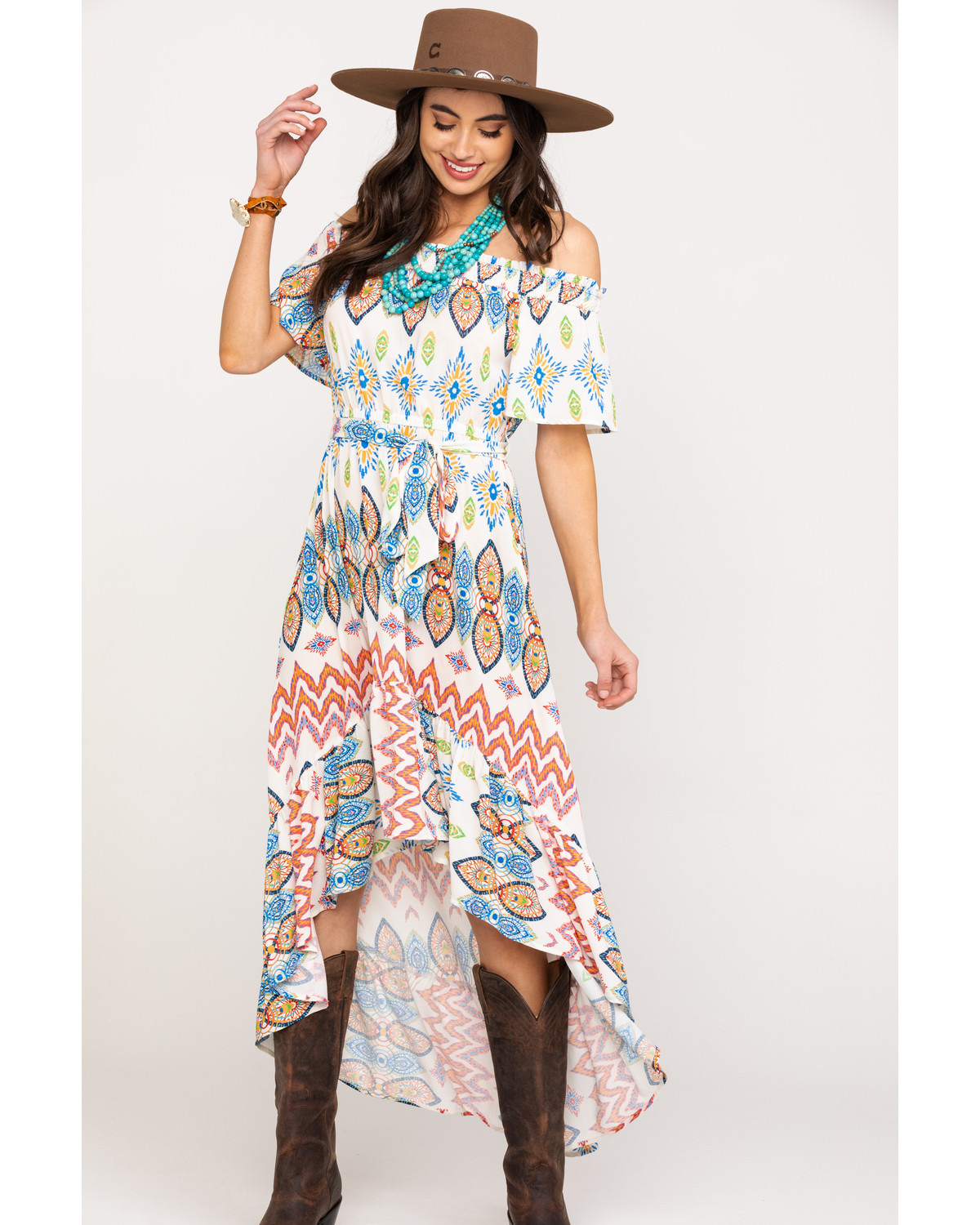 Flying Tomato Women S Off The Shoulder Aztec Print Dress Sheplers