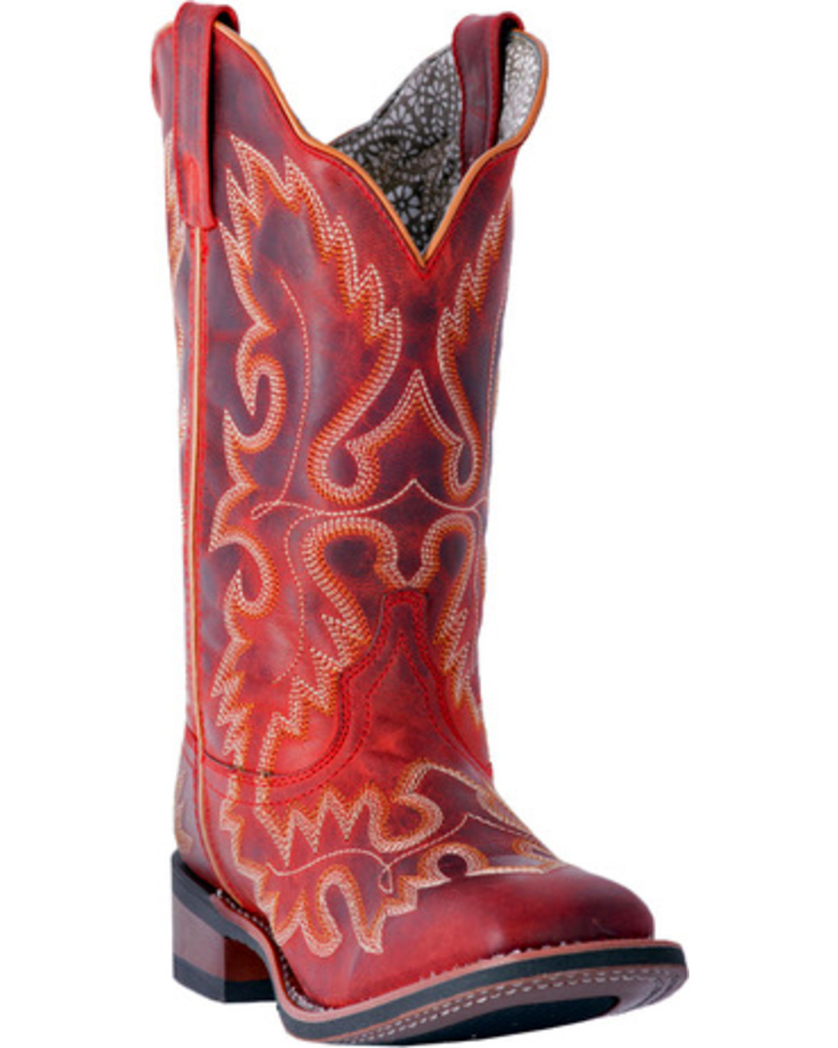 red cowboy boots square toe