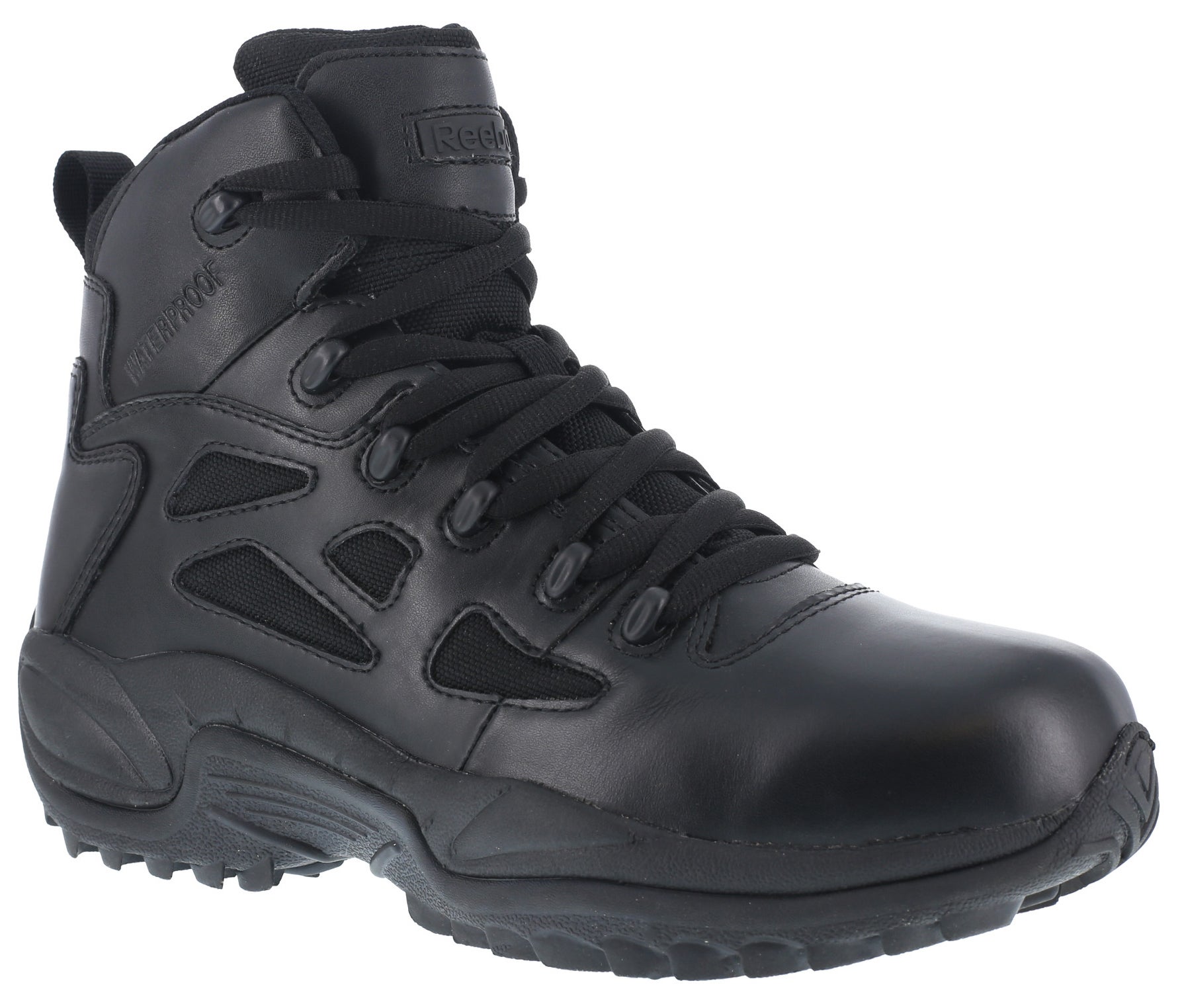Reebok Men's Stealth 6" LaceUp Waterproof Side Zip Work Boots Round