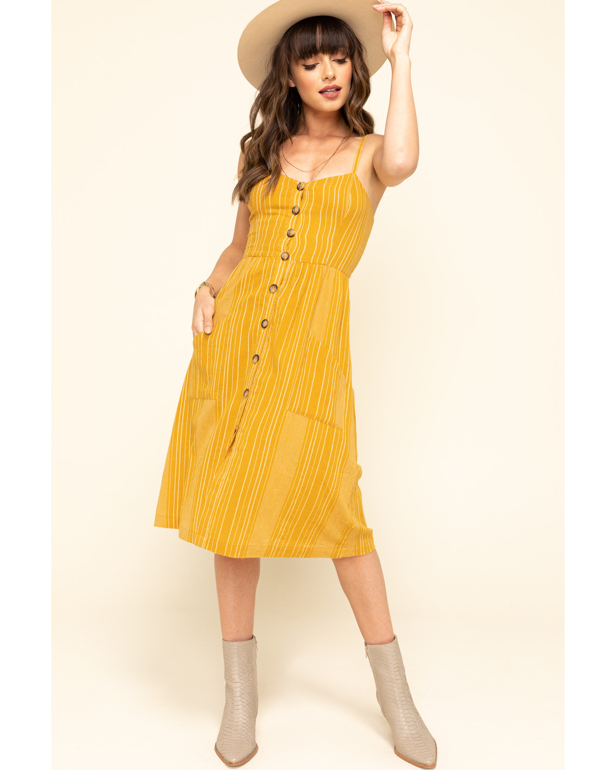 midi front button dress