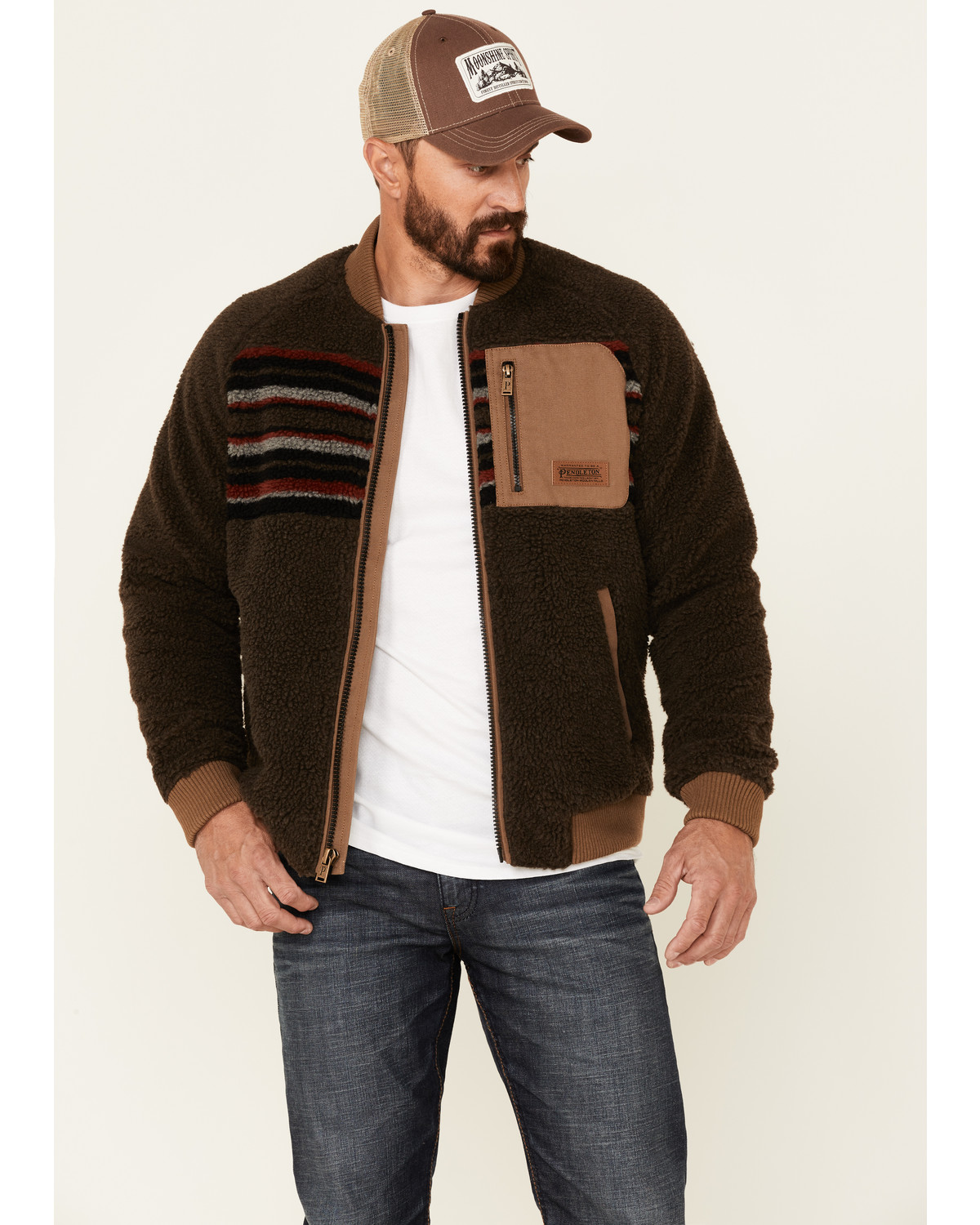 Pendleton Men S Lodgepine Bomber Striped Jacket Sheplers