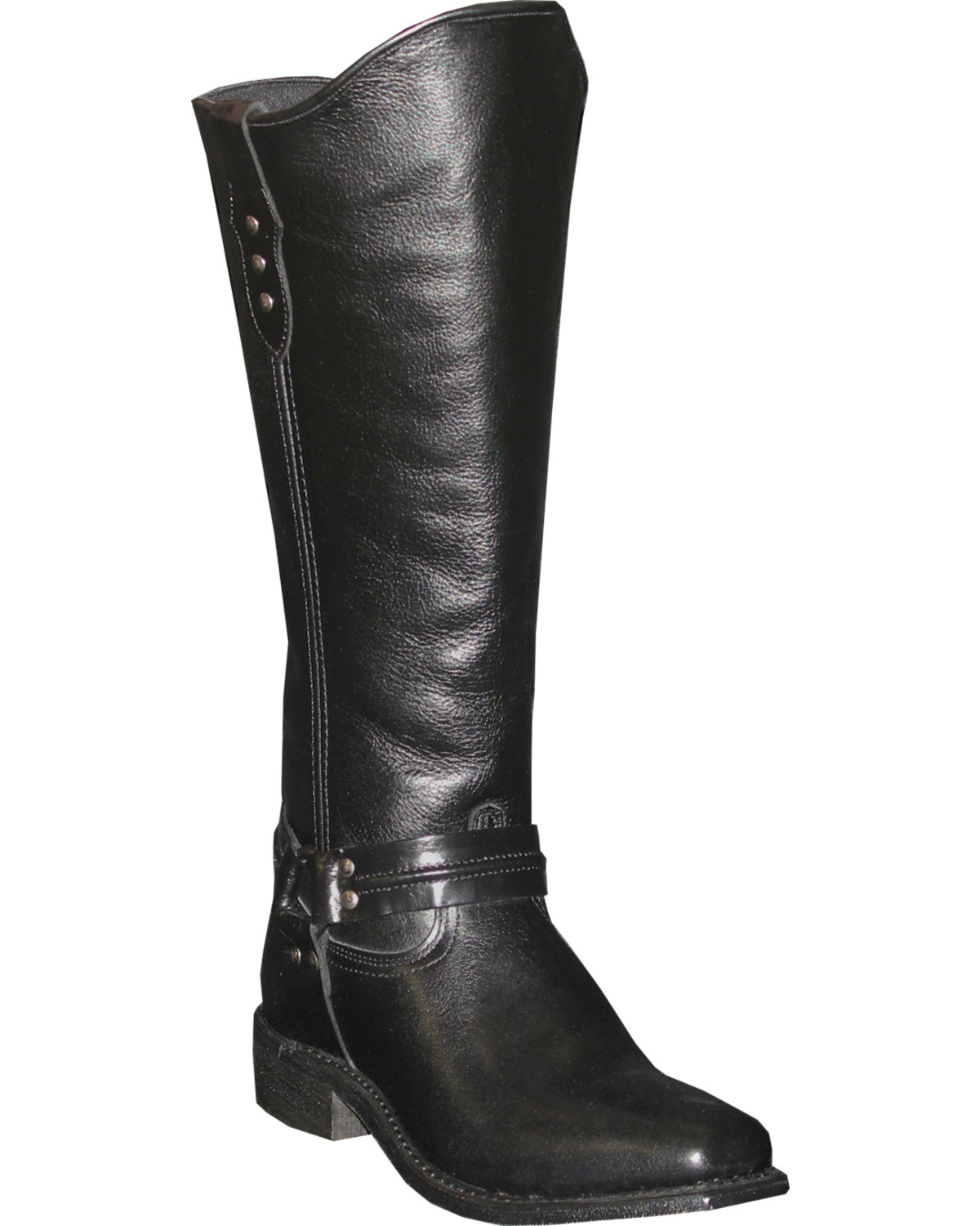 black leather wellington boots