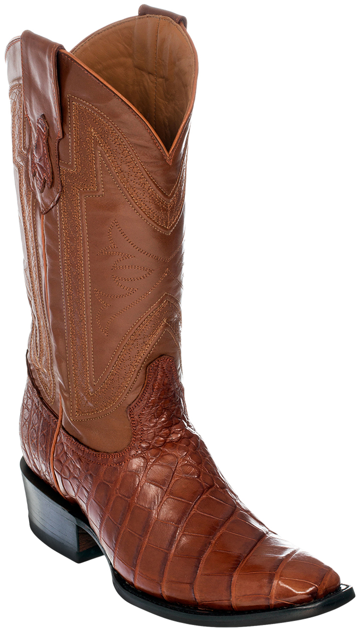 Mens Brown Crocodile Alligator Belly Sea Turtle Print Rodeo Cowboy Leather Boots 