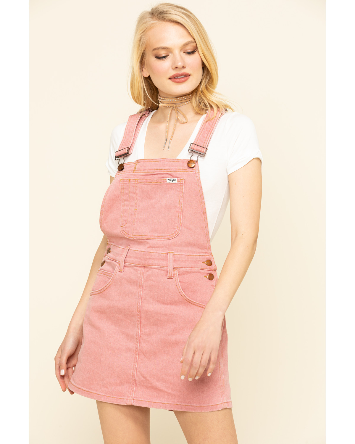 pink denim overall dress