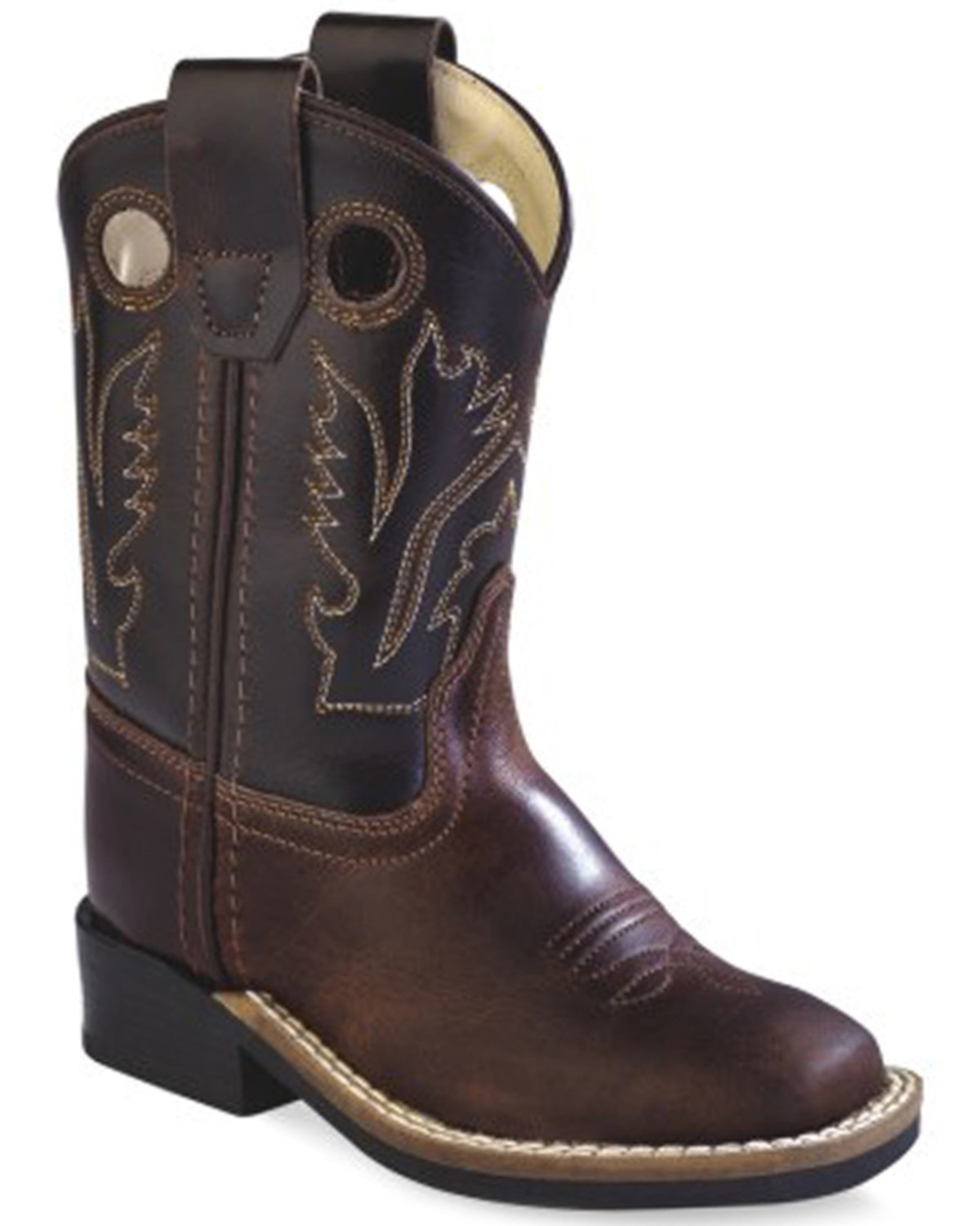 Old West Toddler Boys' Brown Western Cowboy Boots Square Toe Sheplers