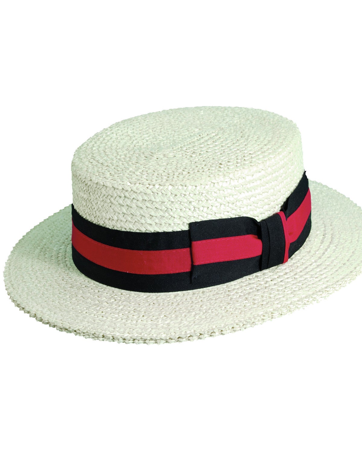 Scala Men's White Straw with Ribbon Trim Boater Hat Sheplers