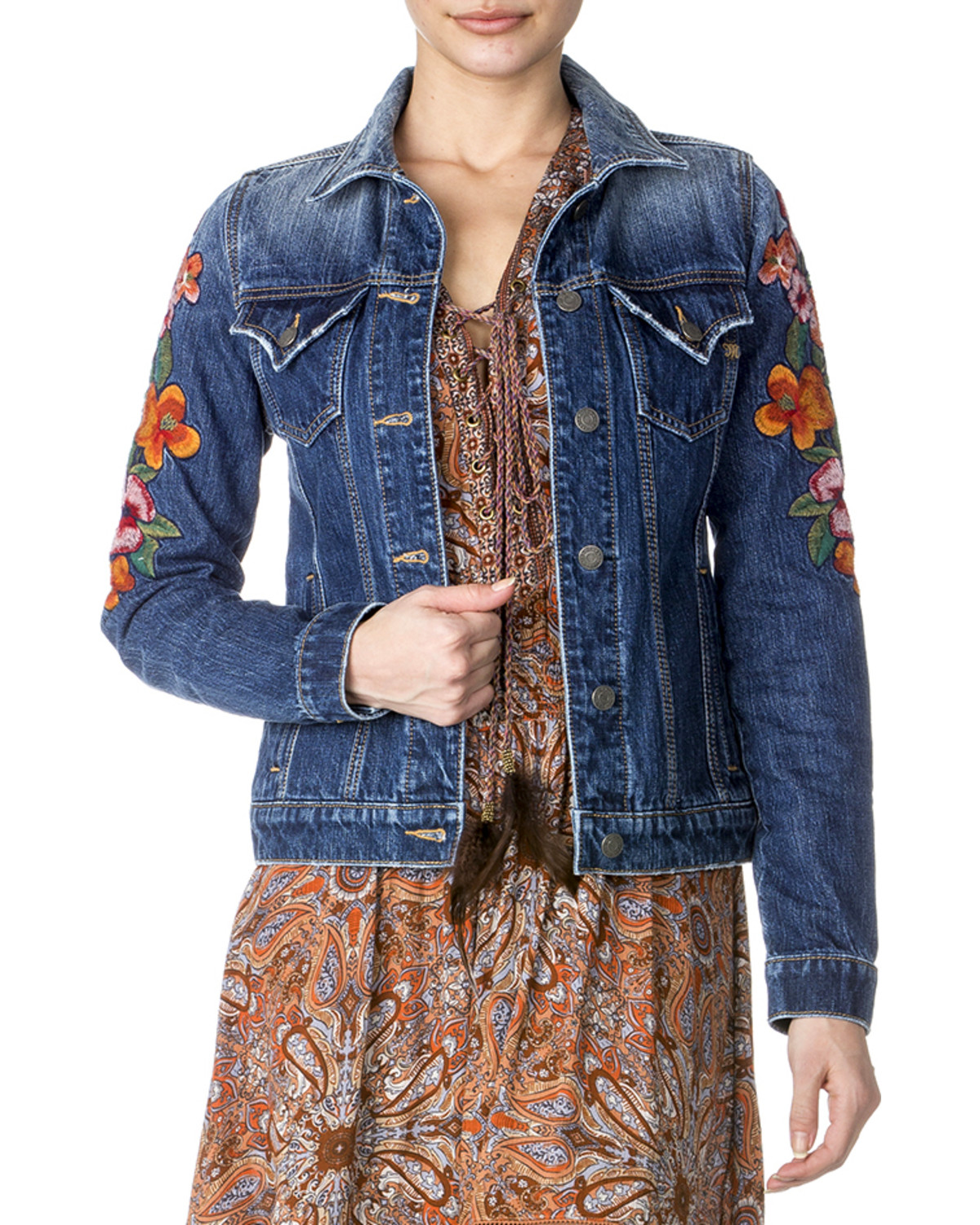 Miss Me Women's Floral Embroidered Denim Jacket | Sheplers
