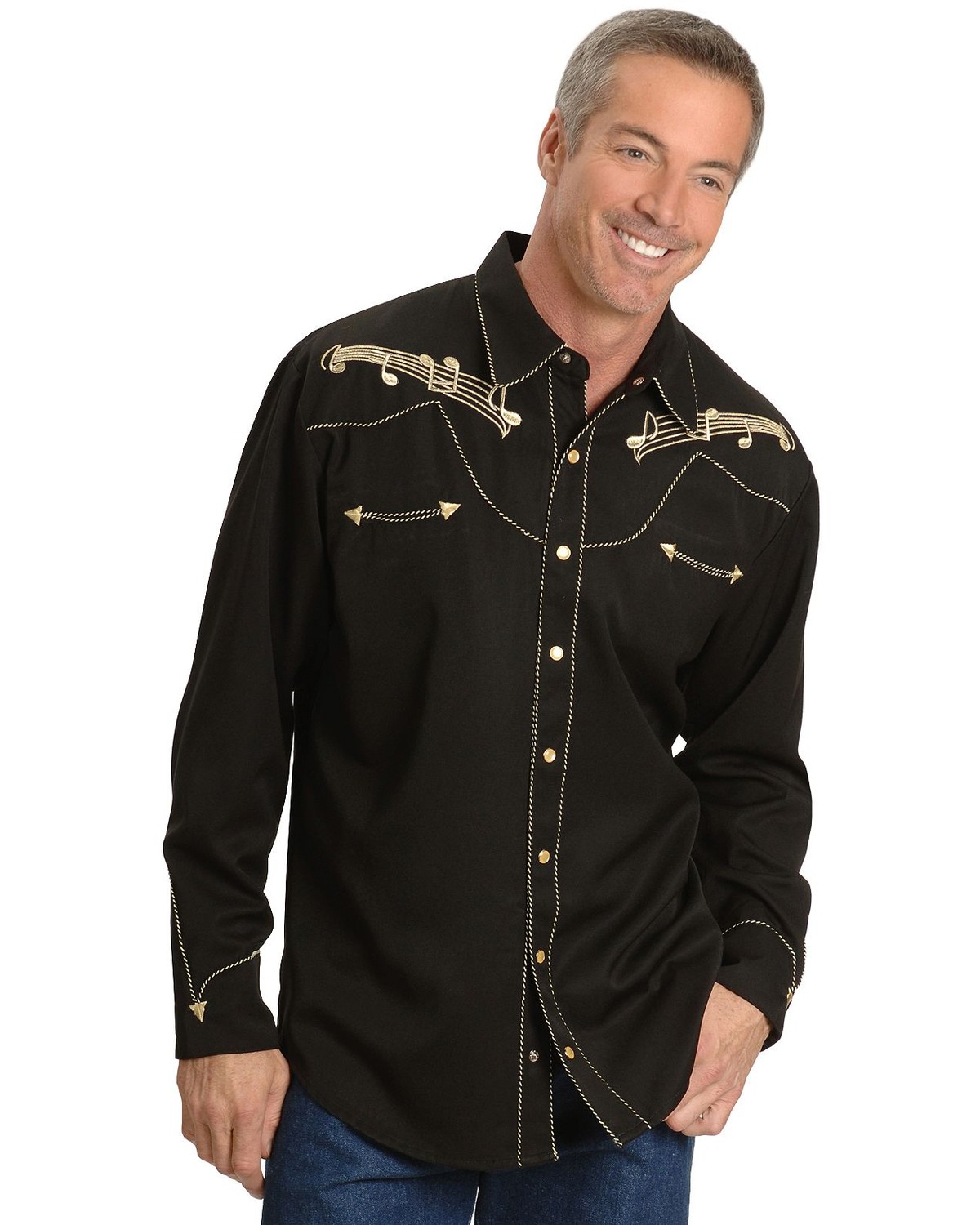 Scully Music Note Embroidered Retro Western Shirt | Sheplers