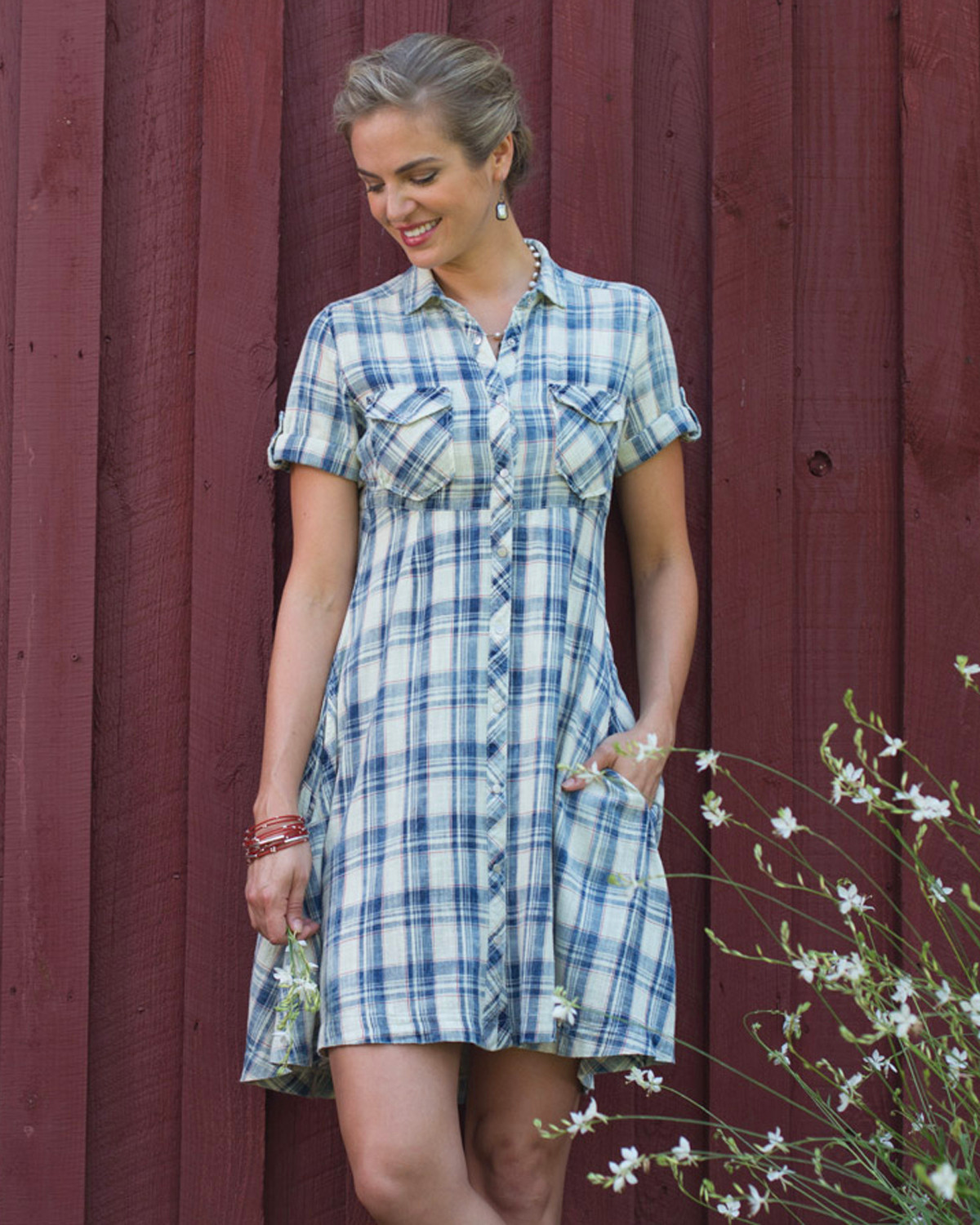Ryan Michael Women S Indigo Ketchum Plaid Swing Dress Sheplers